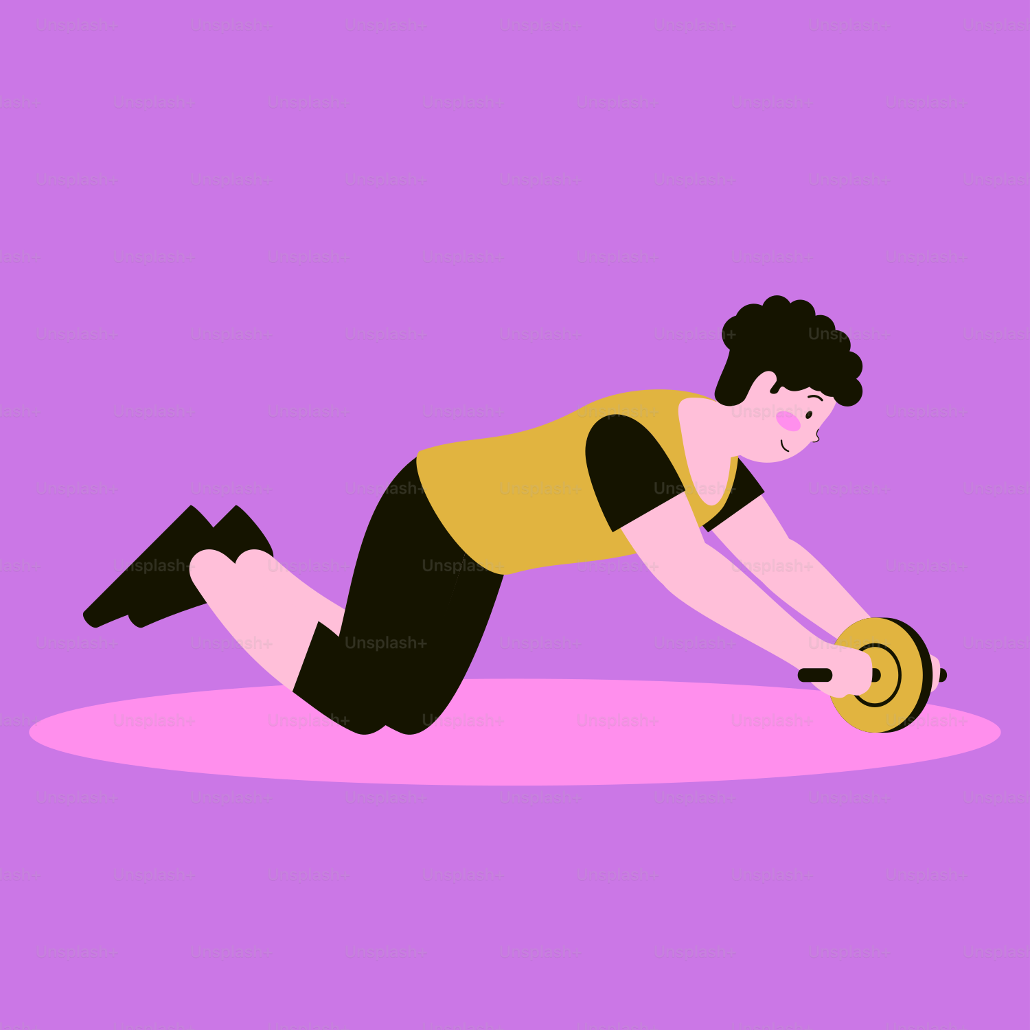 A man is doing push ups on a mat