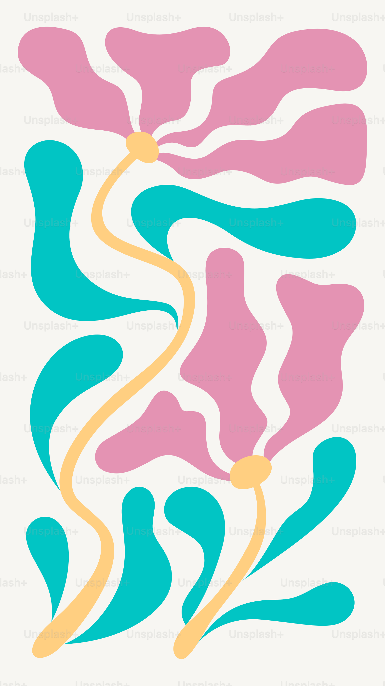 A pink and blue abstract design on a white background