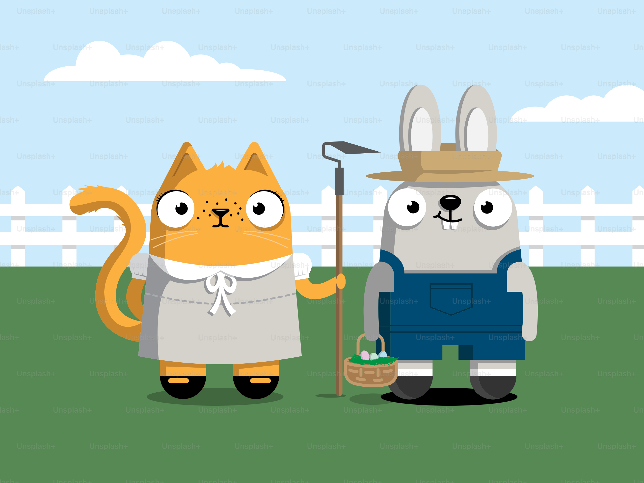 Ein paar Cartoonfiguren, die nebeneinander stehen