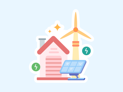 Una casa con un aerogenerador al lado