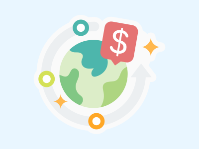 Un globe avec un signe dollar au sommet