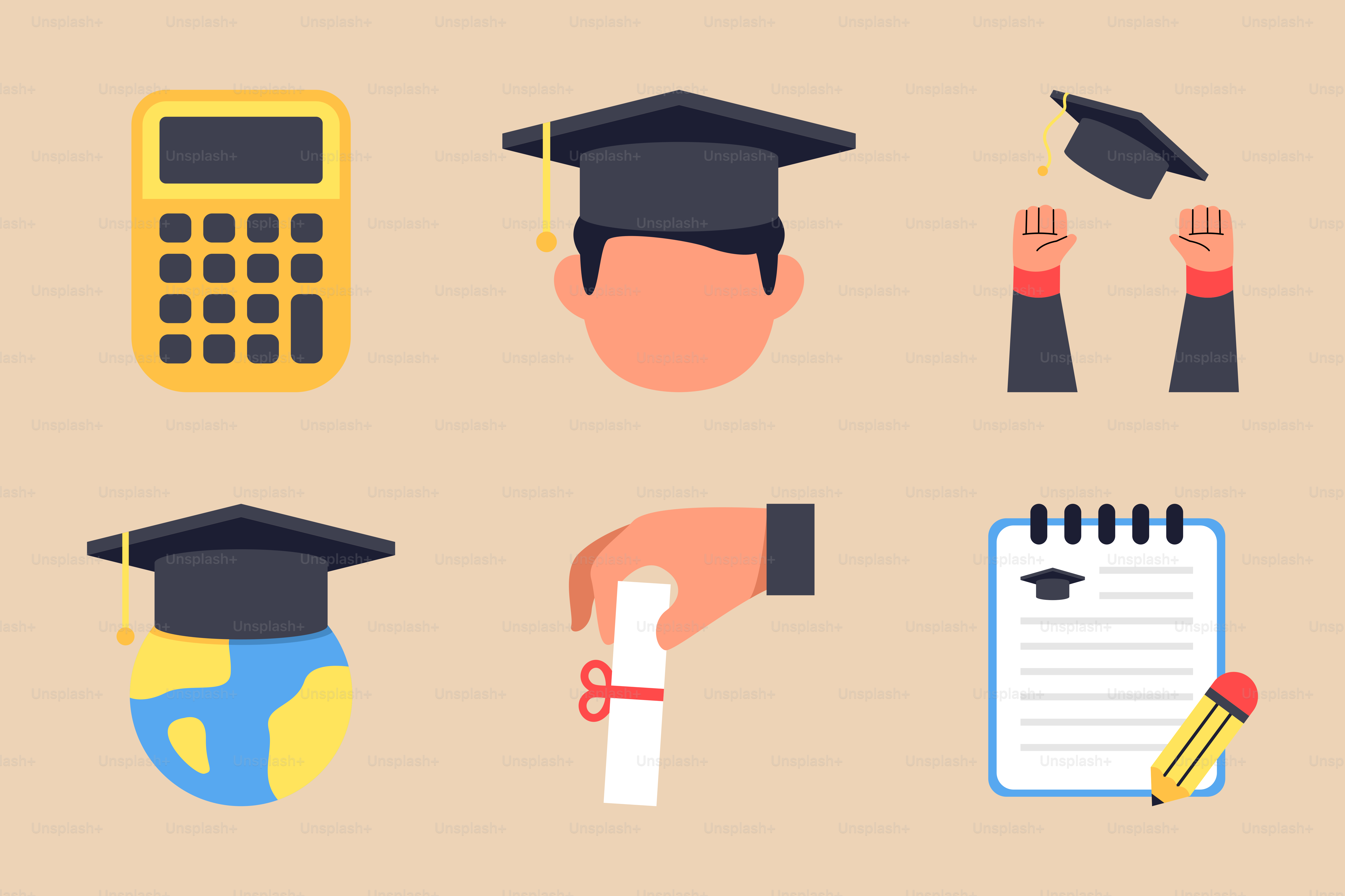 Une main tenant un stylo, une calculatrice, un carnet, et un