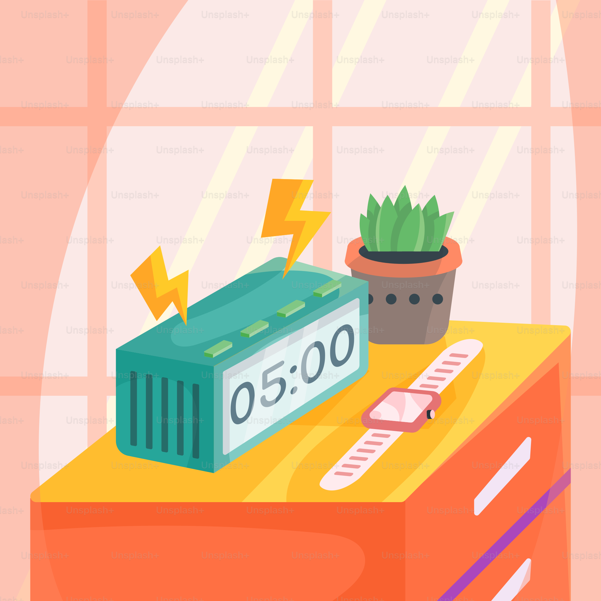 A clock sitting on top of a dresser next to a potted plant