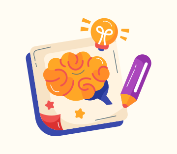 Un dibujo de un cerebro con una bombilla encima