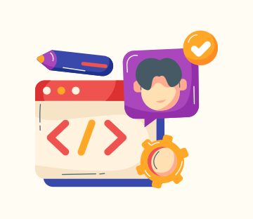 Un icono plano de una página web con una persona