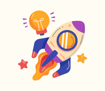 Un cohete con una bombilla encima