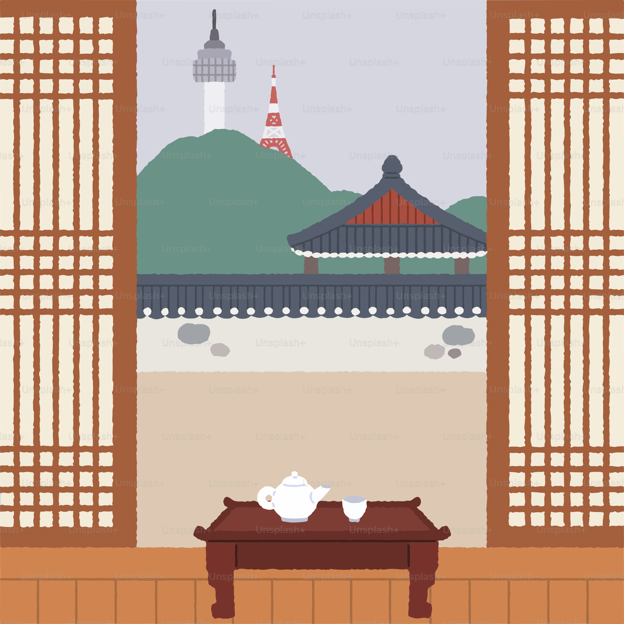 A room with a bench and a window