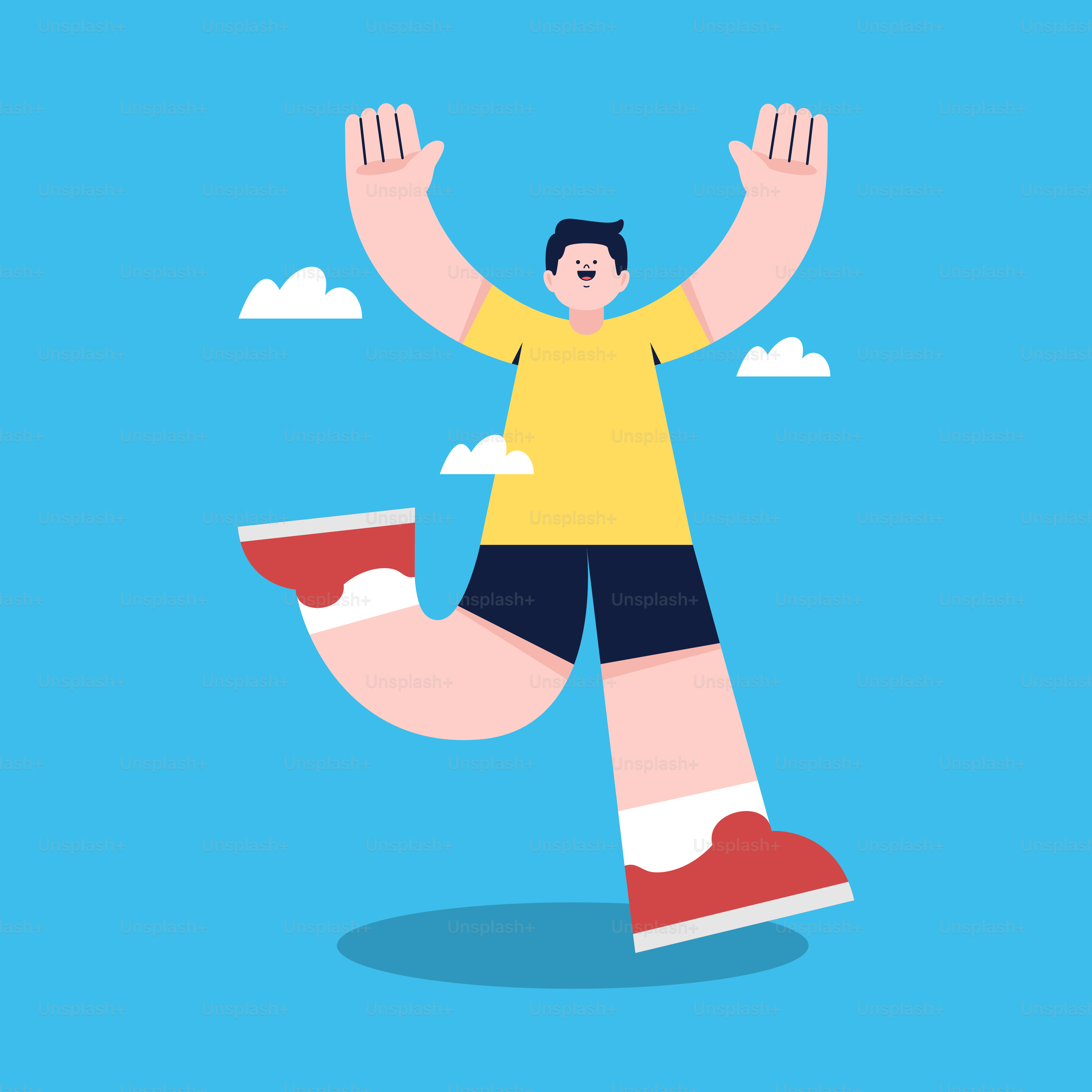 A man standing on top of a red and white object