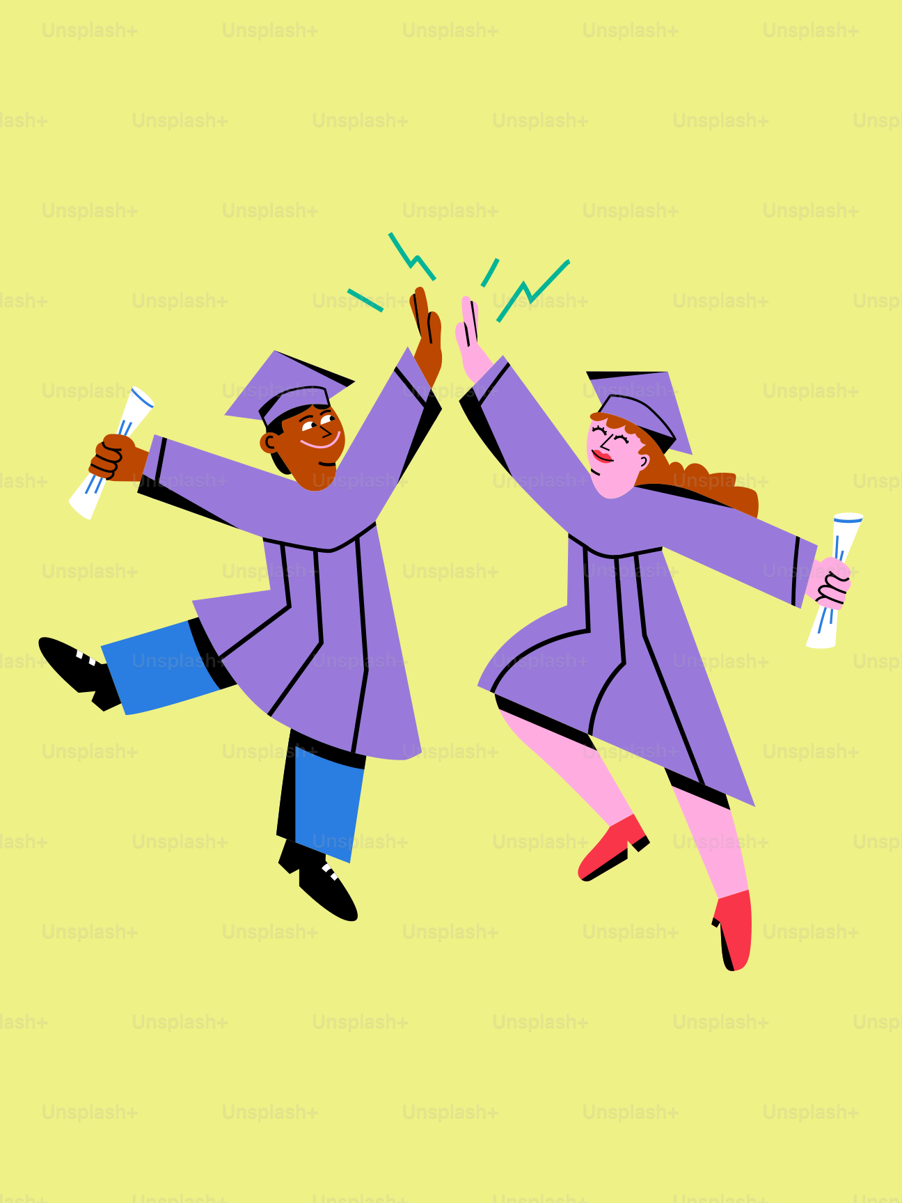 A couple of people that are jumping in the air