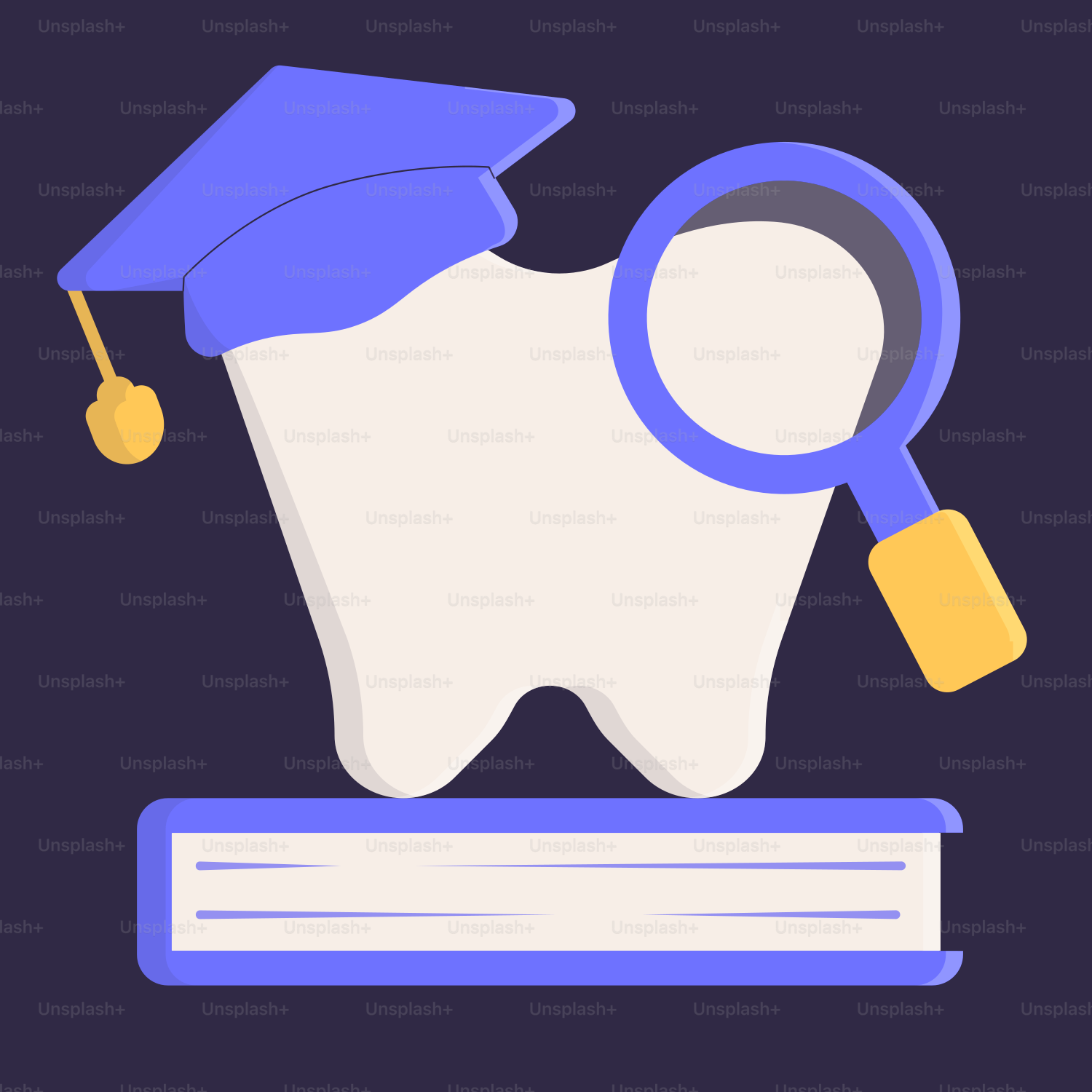 A tooth with a magnifying glass next to it