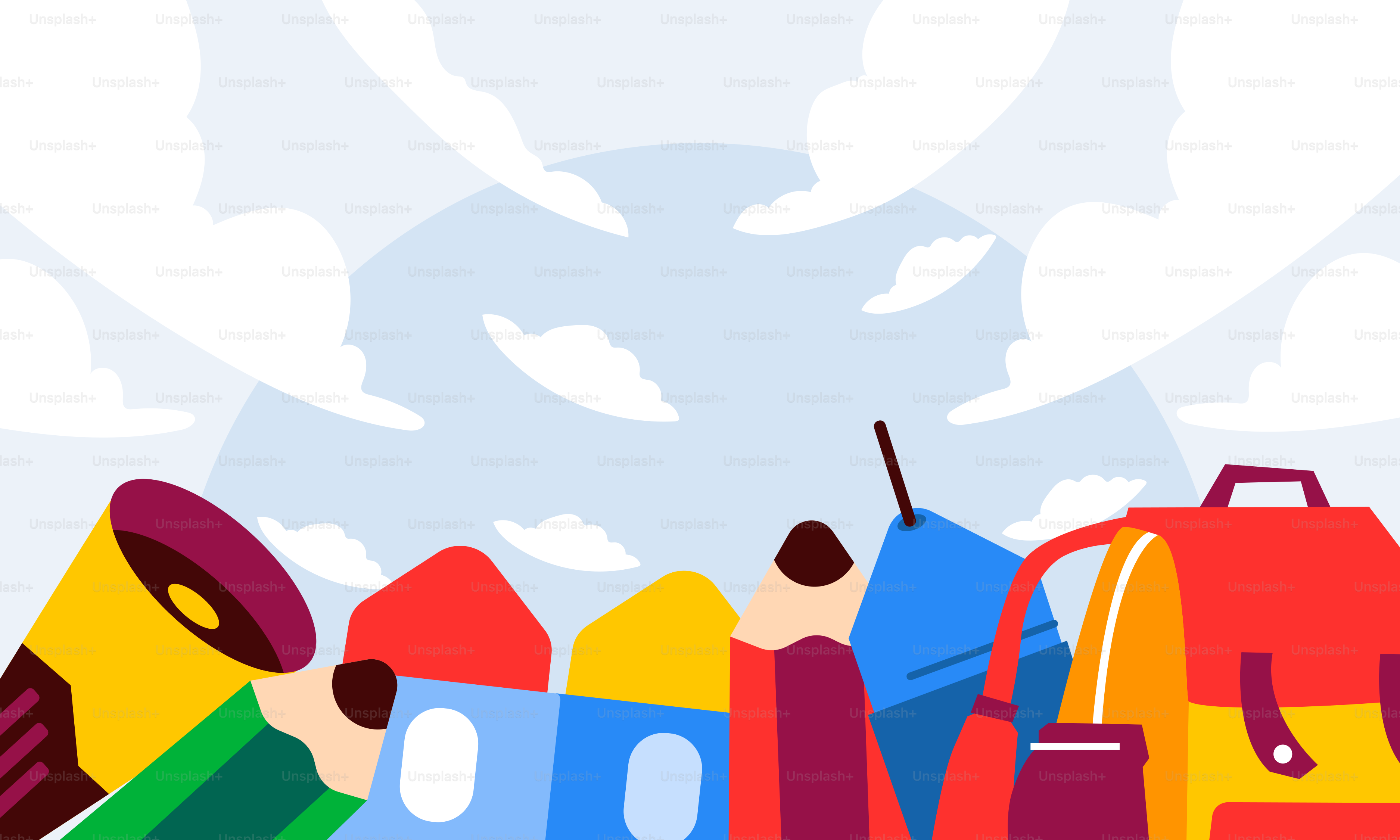 A group of children's backpacks sitting on top of each other