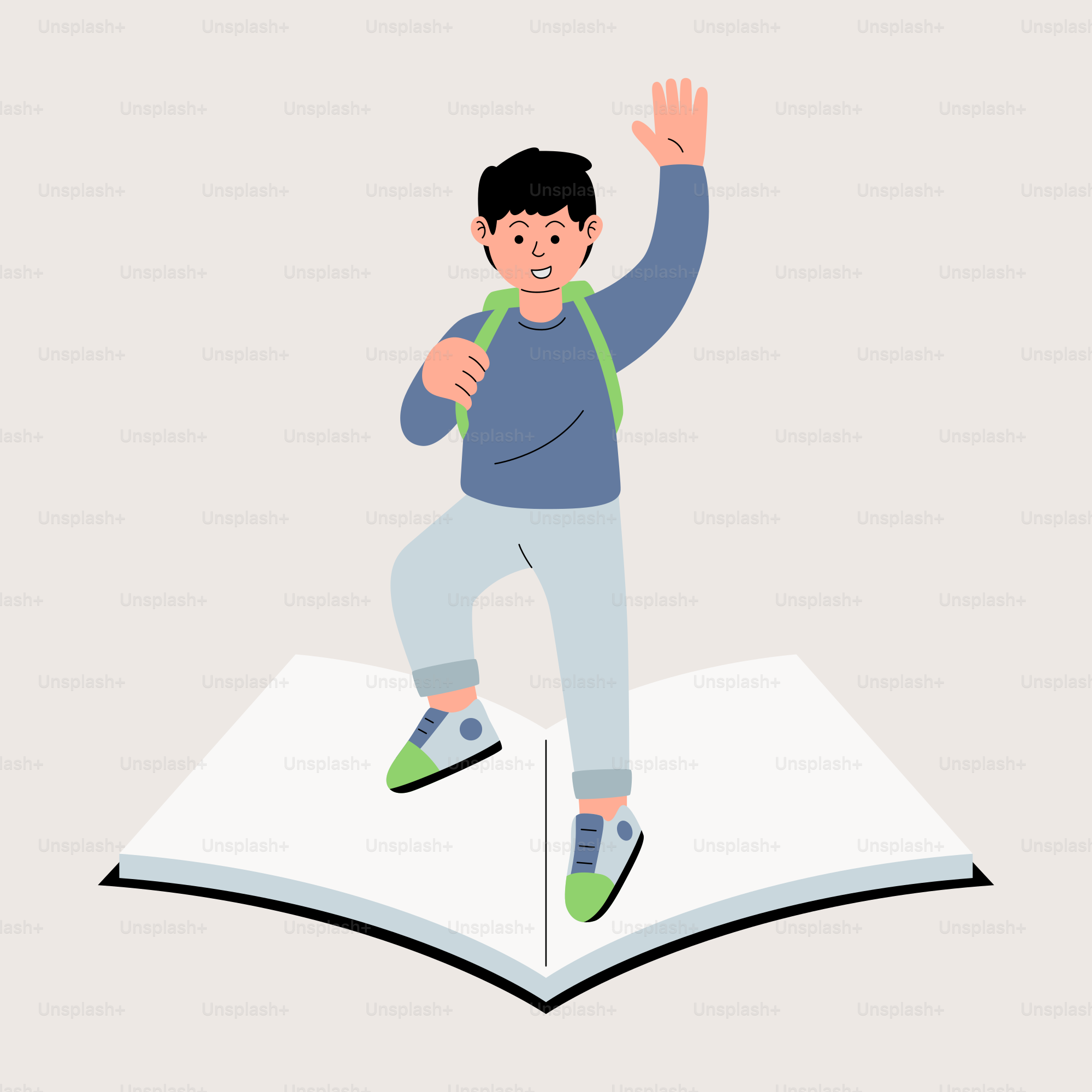 Un garçon saute sur un livre intitulé comment lire un livre sans