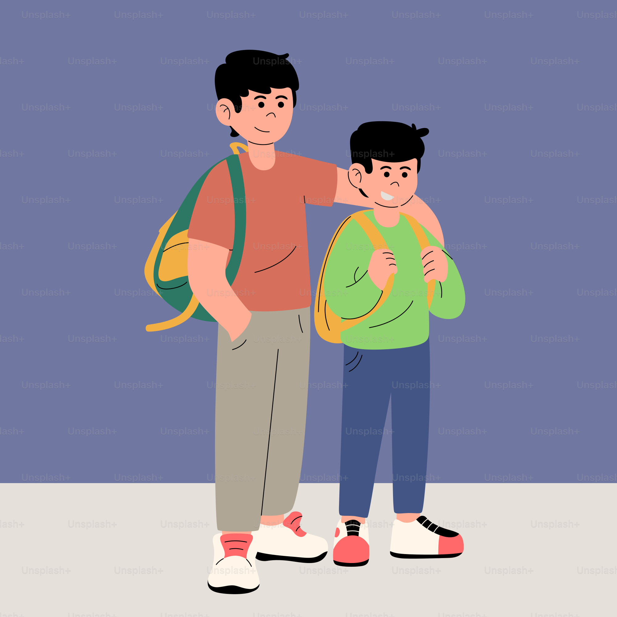 A man and a boy standing next to each other