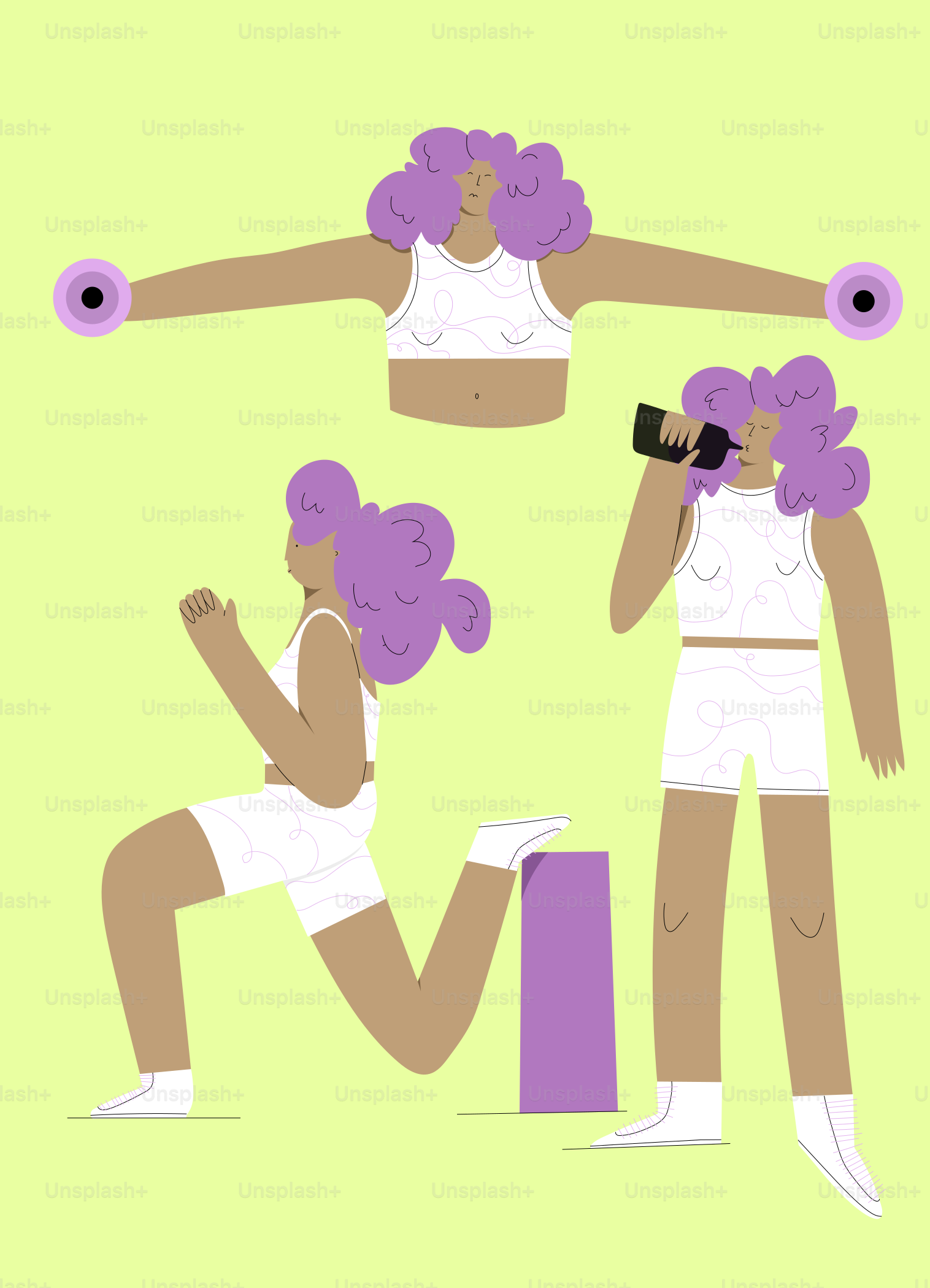 A woman doing exercises with a cell phone