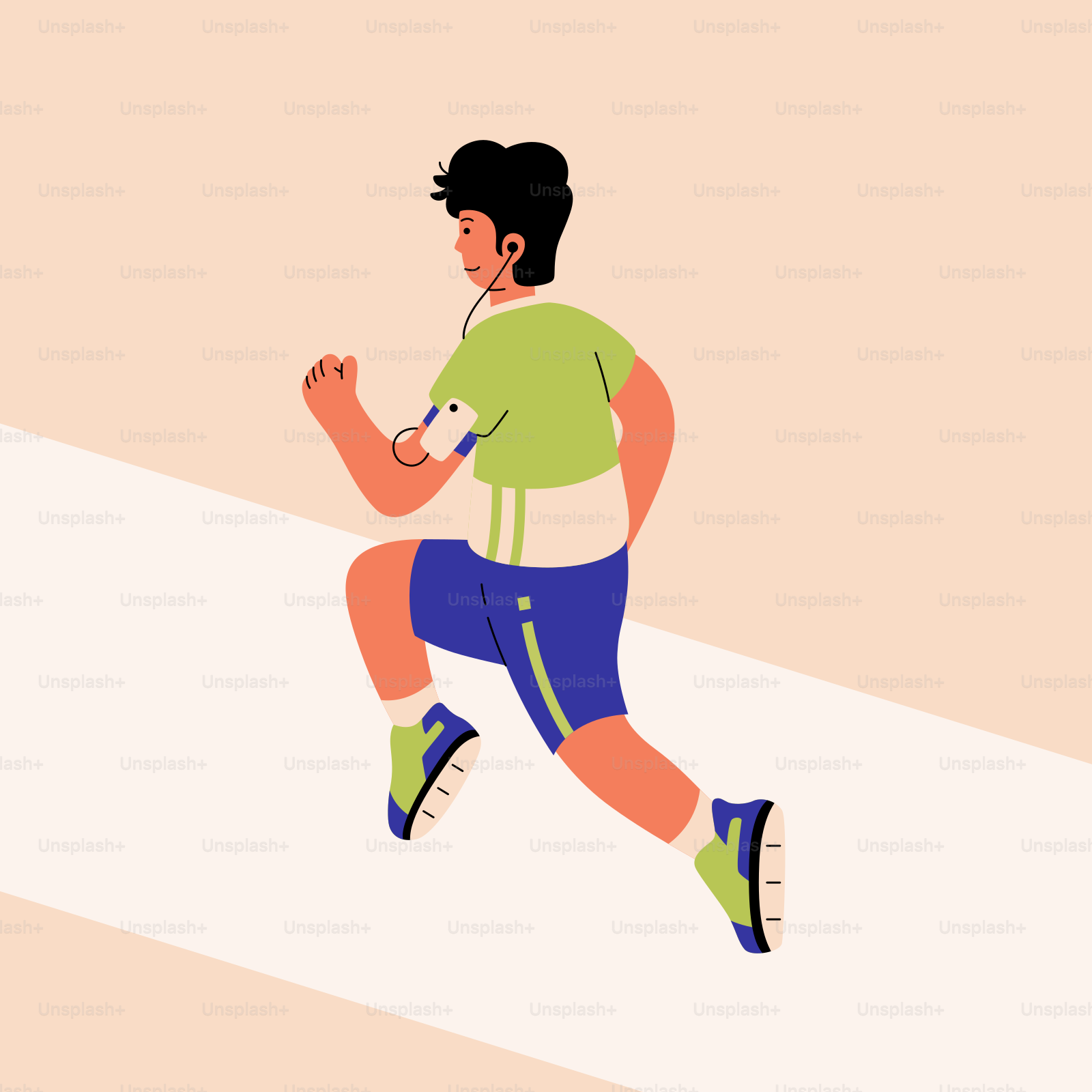 A man running down a hill in a green shirt