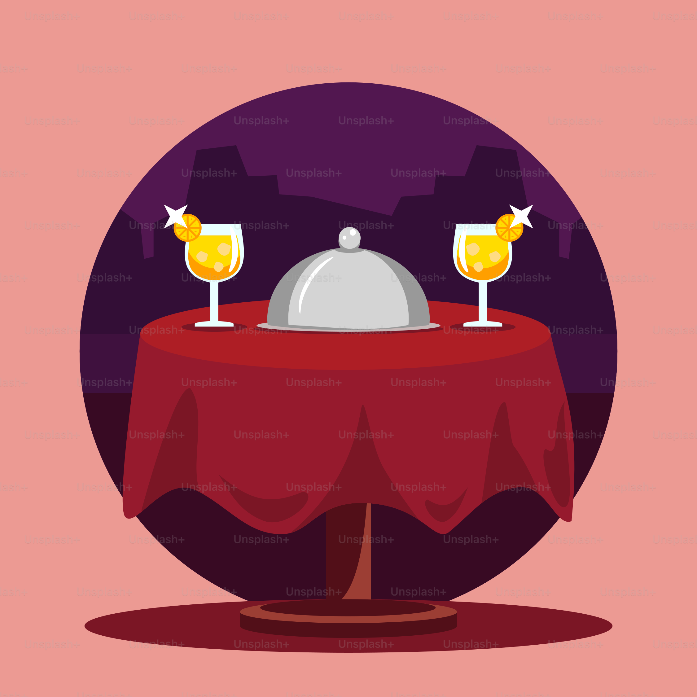 A picture of a table with a clochel on it