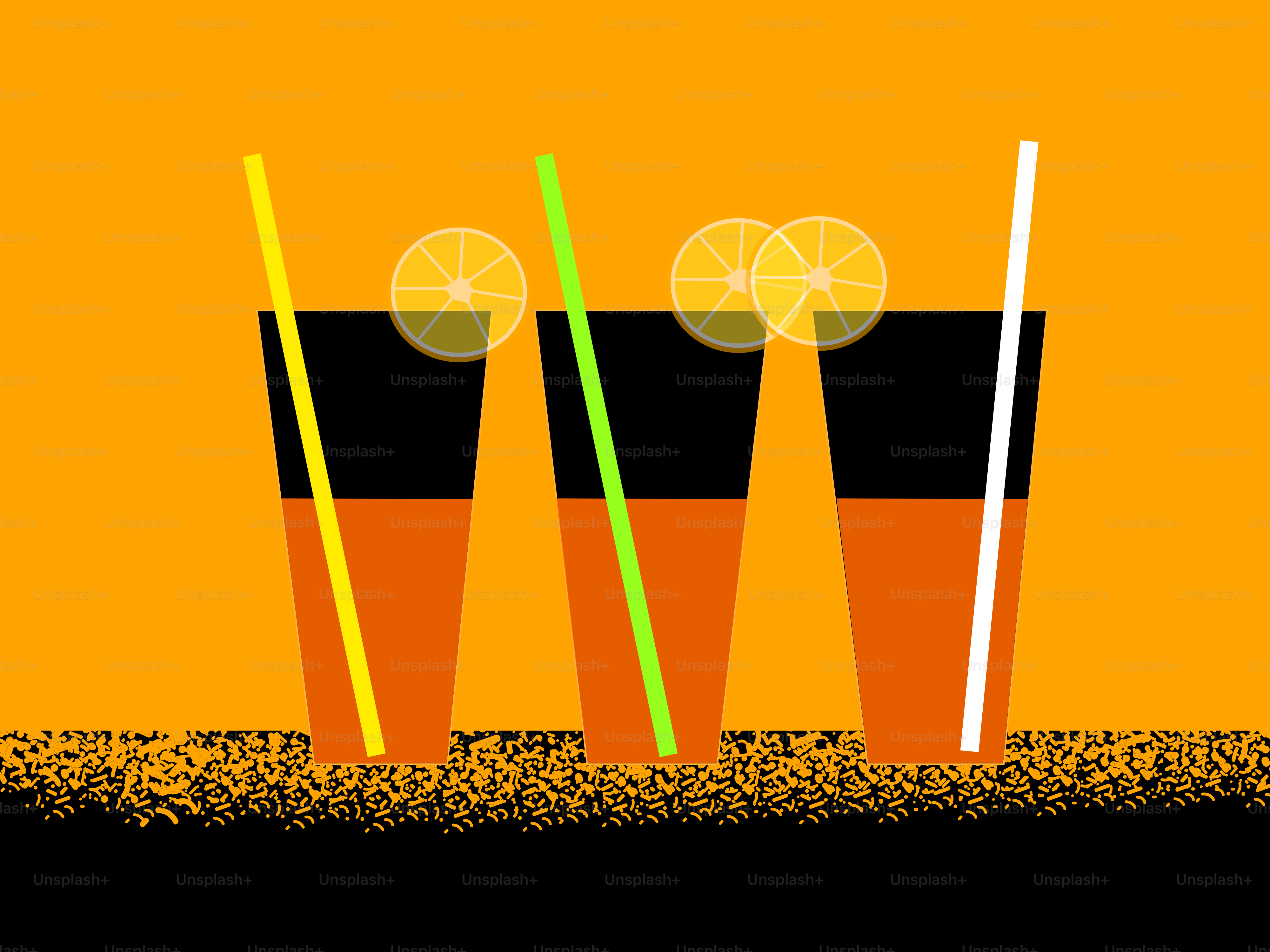 A couple of drinks sitting on top of a table