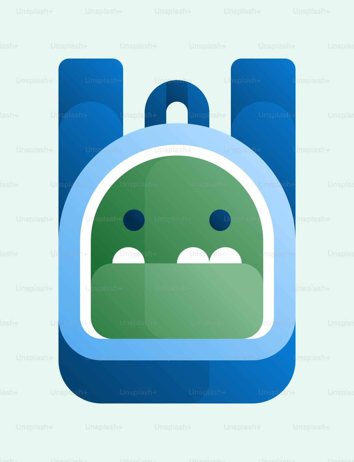 A backpack with a face on it