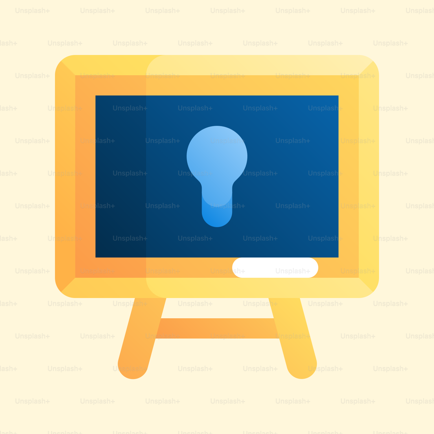 A flat screen TV with a light bulb on it