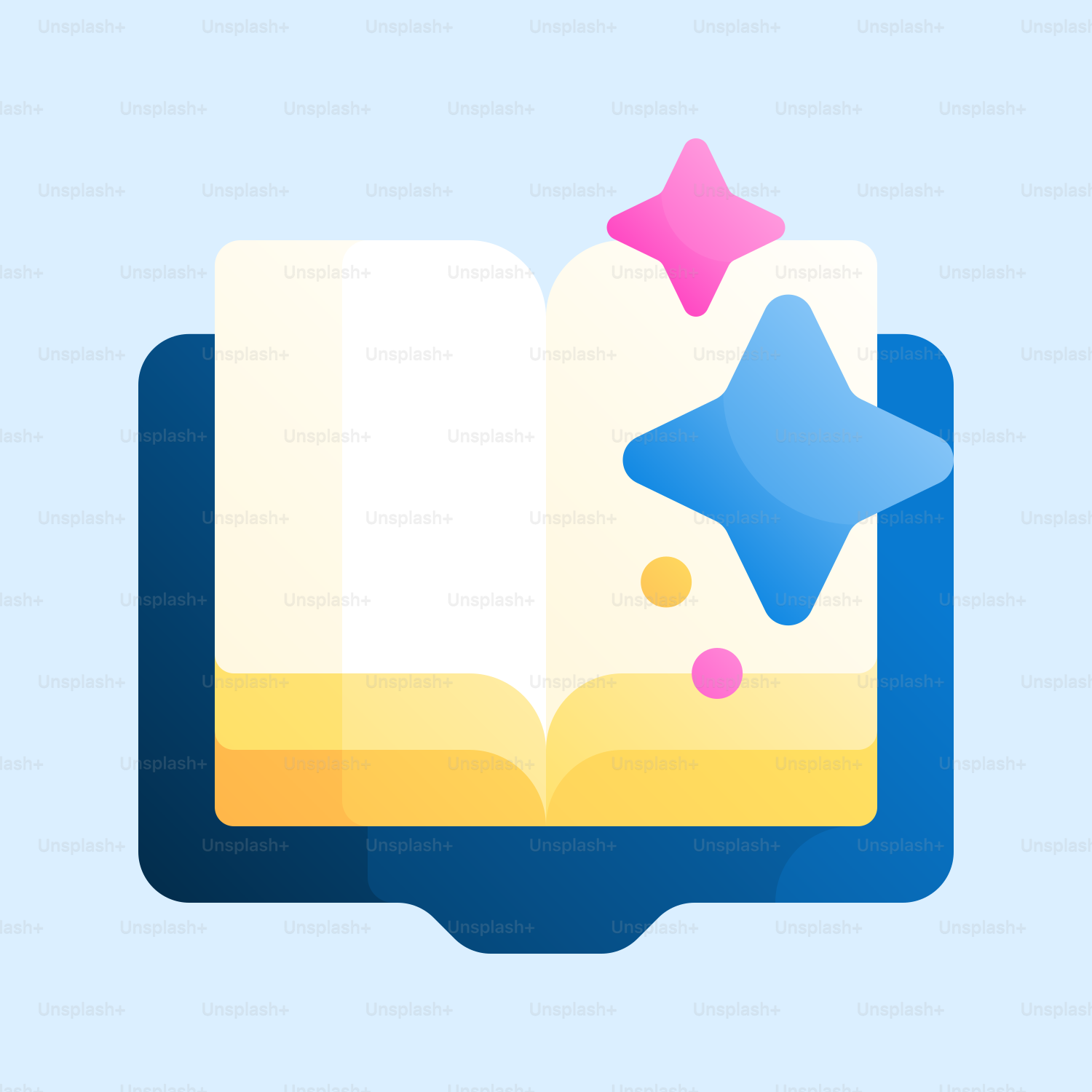 An open book with a star on top of it