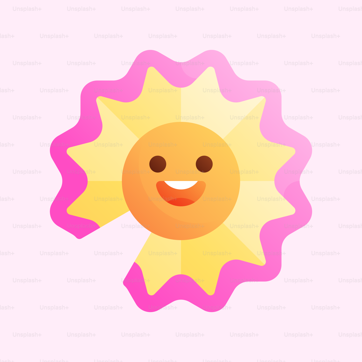 A cartoon sun with a smile on it's face