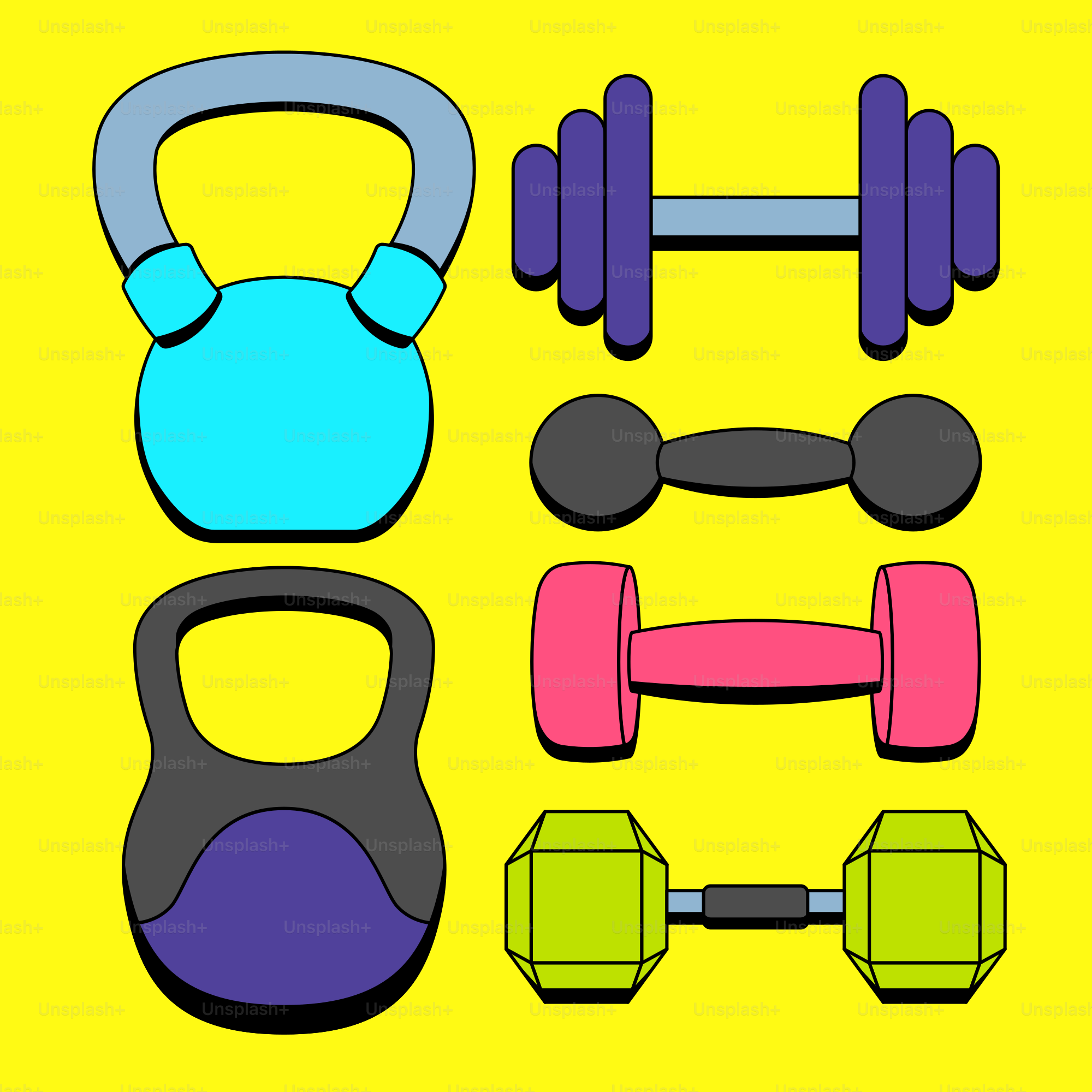 A picture of a set of dumbbells and a pair of dumbbells