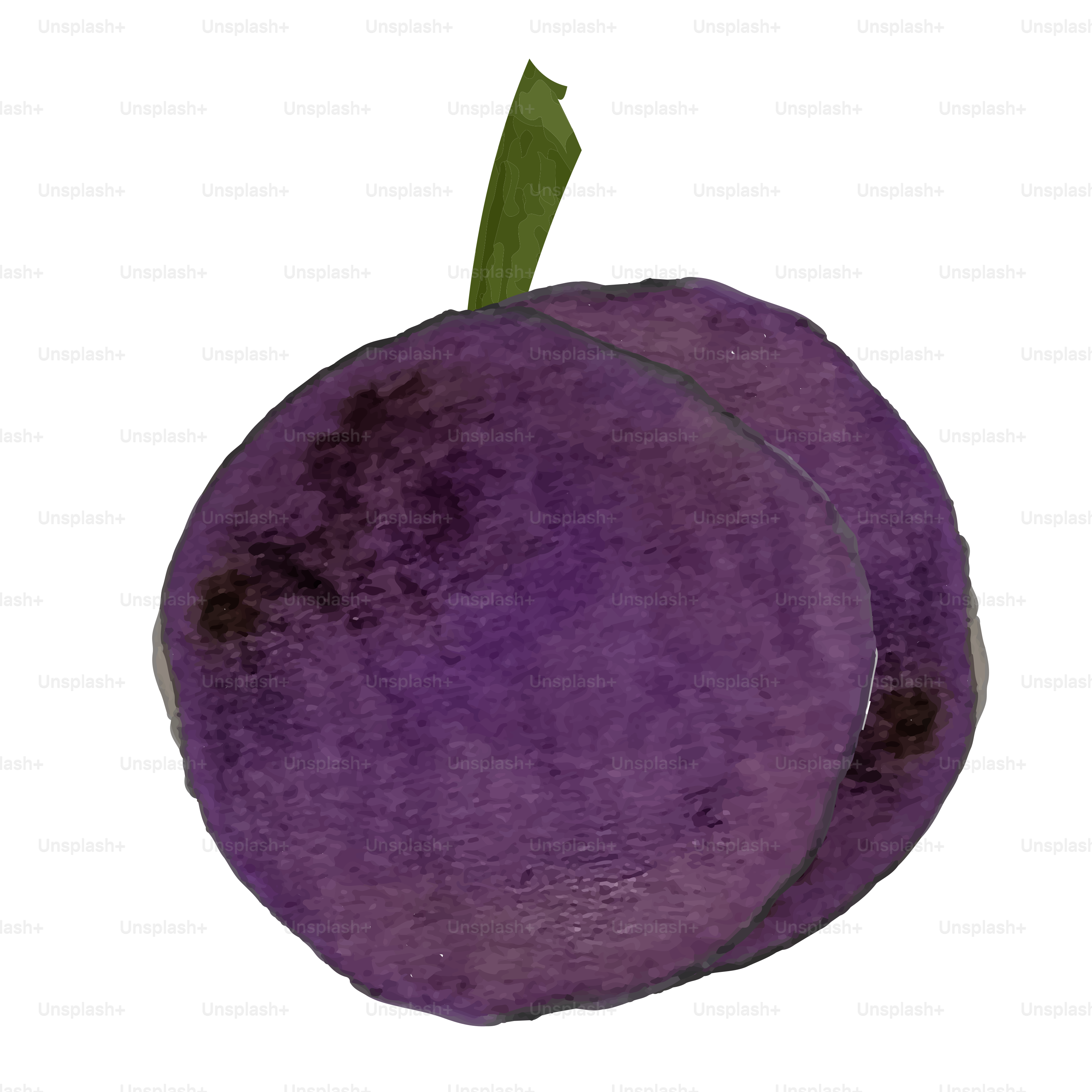 Un primer plano de una fruta morada sobre un fondo blanco