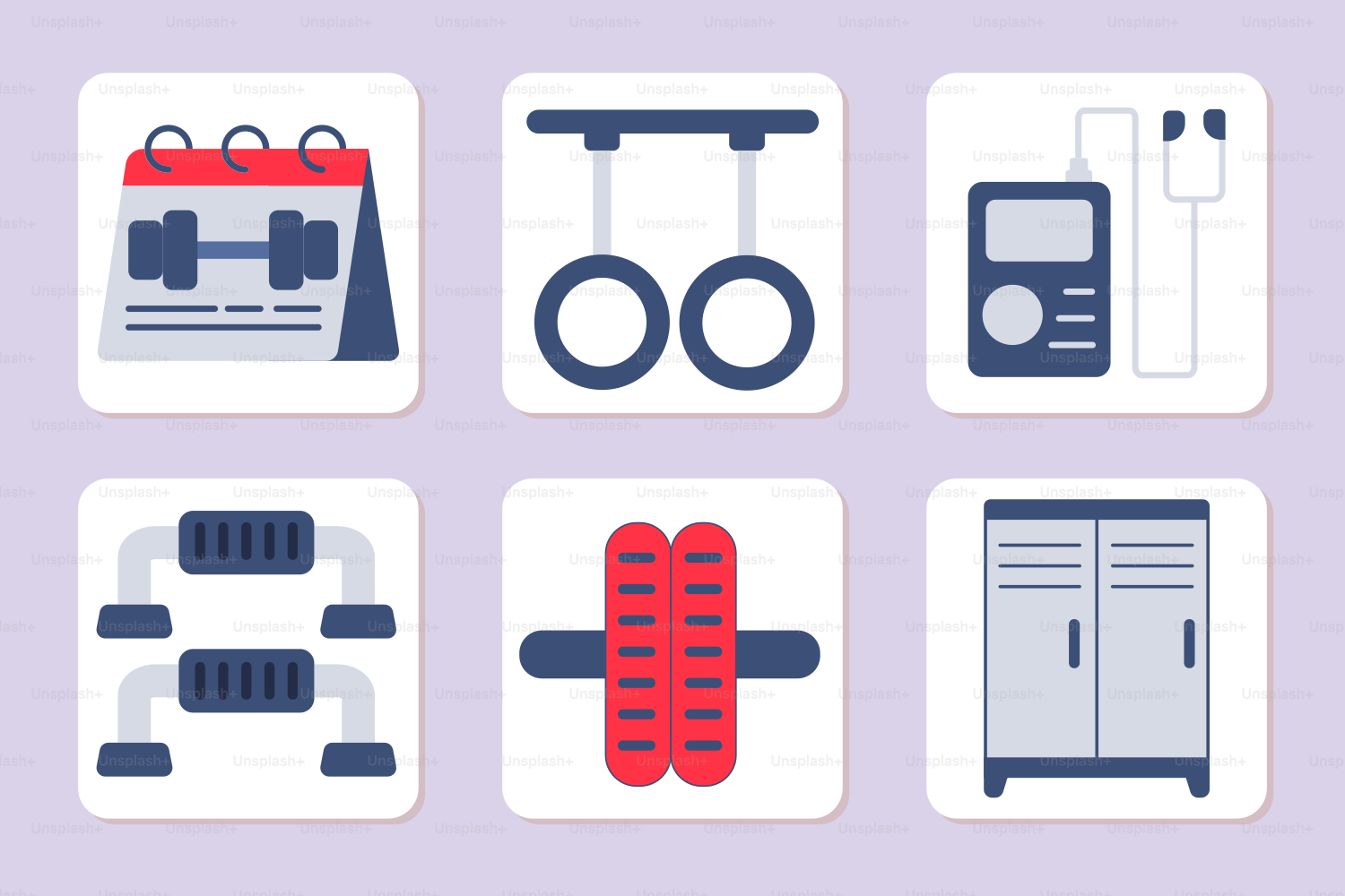 A set of nine flat icons with different types of objects
