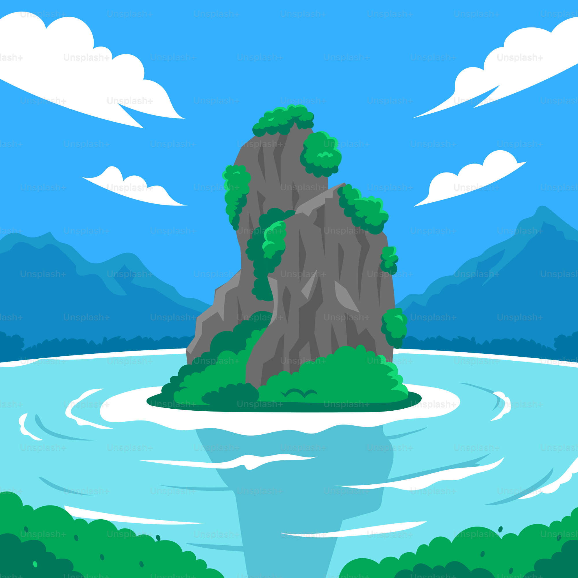 Eine kleine Insel mitten in einem See