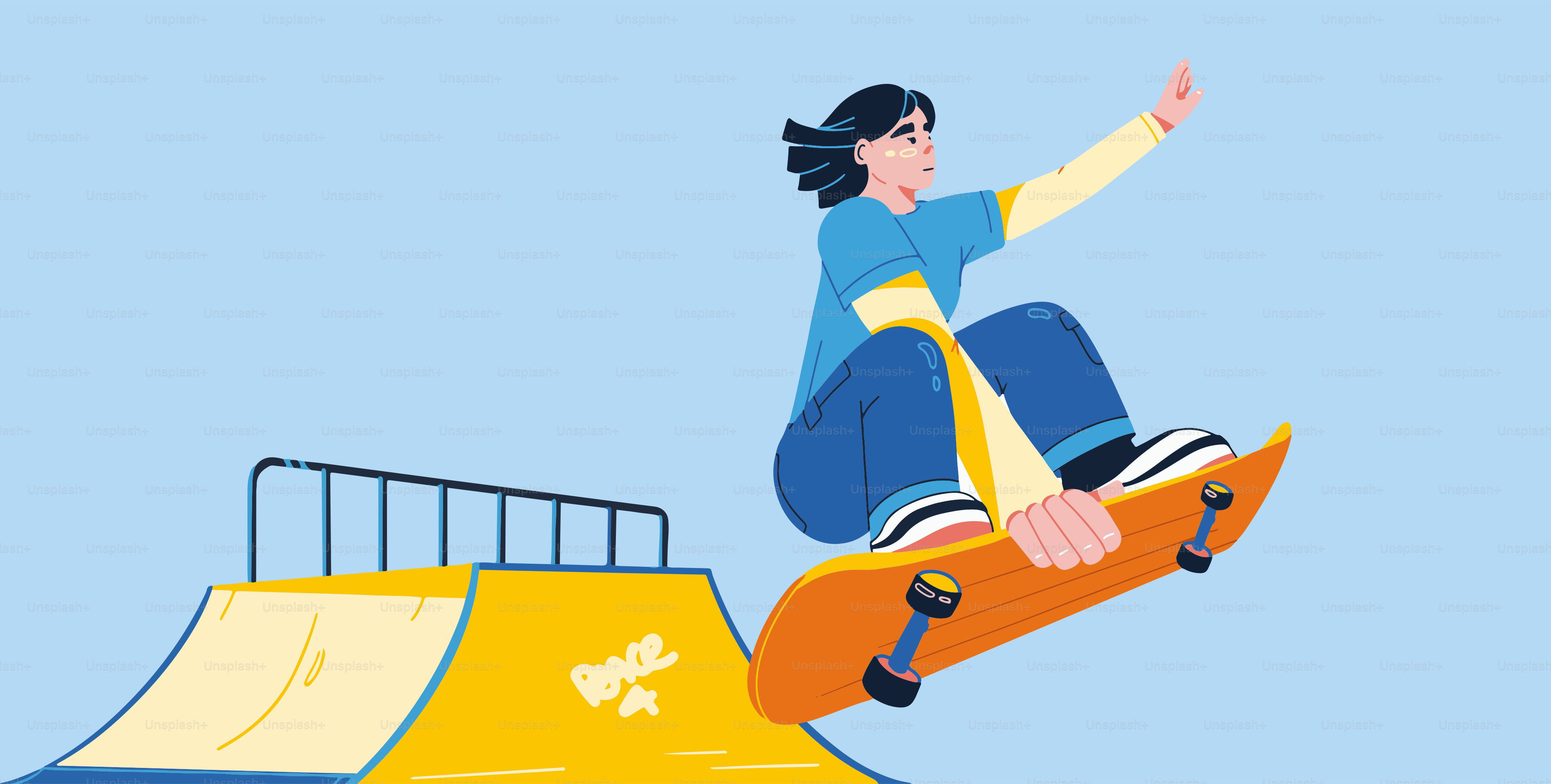Une femme faisant du skateboard sur une rampe