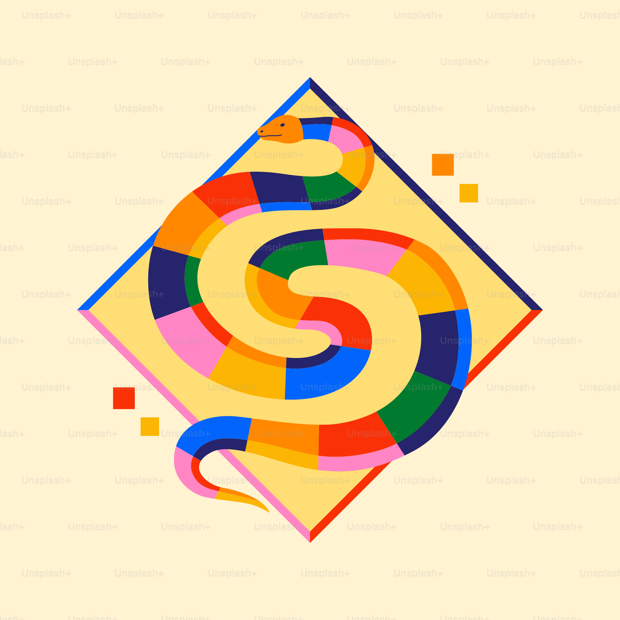 Un quadrato colorato con una lettera s all'interno