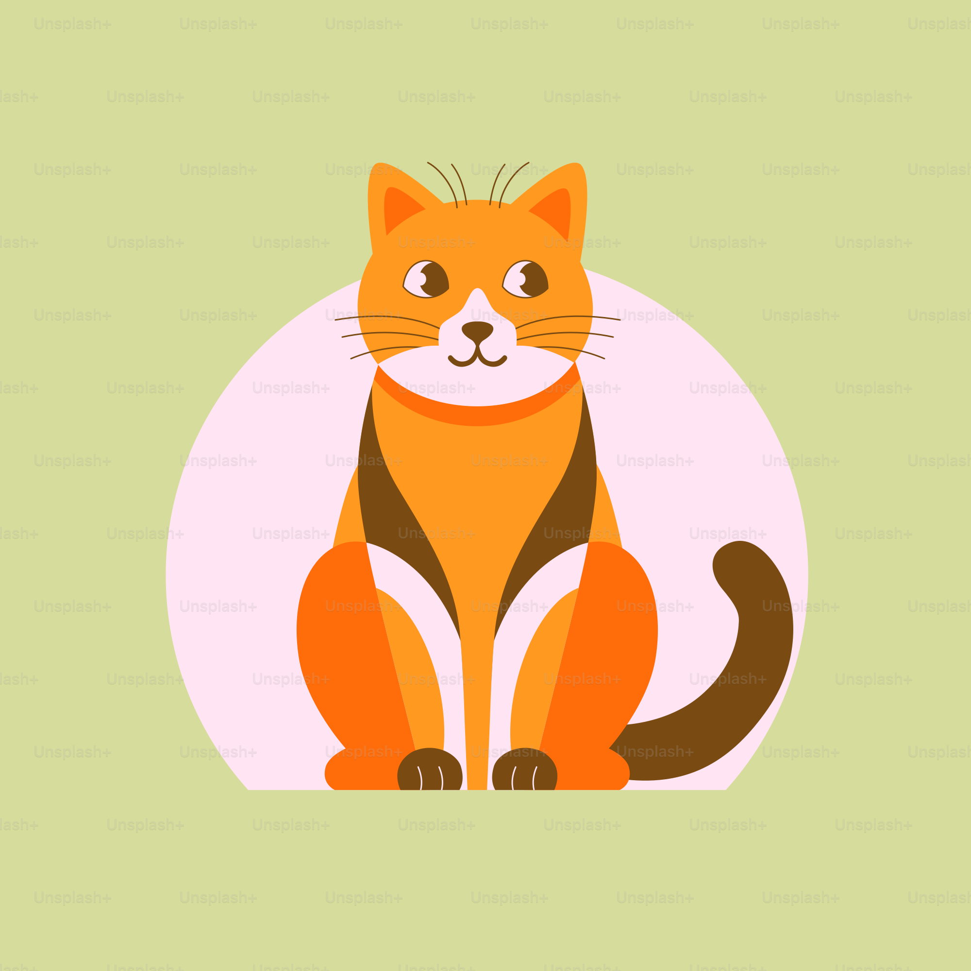 A cat sitting on the ground with a green background