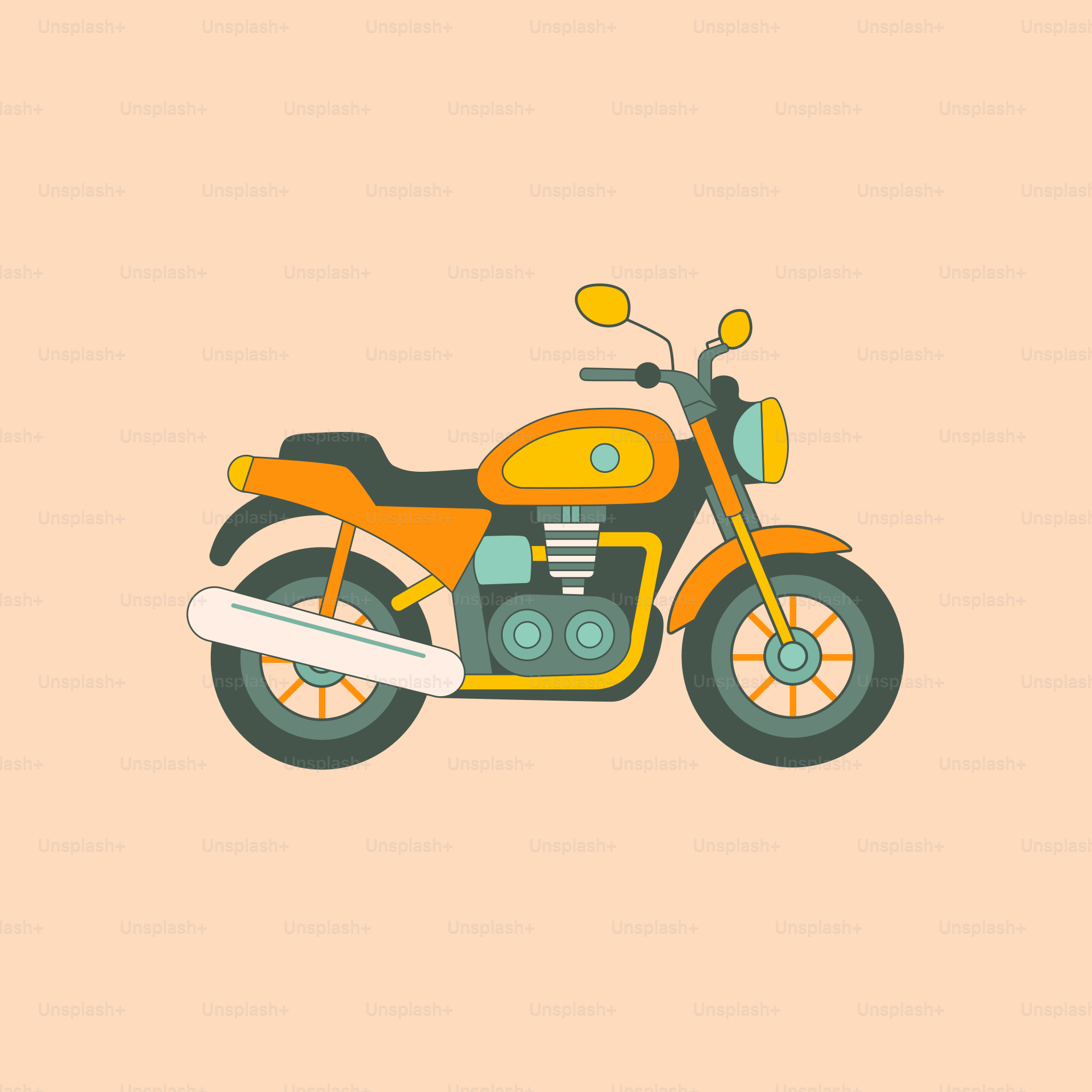 Una moto è raffigurata su uno sfondo rosa