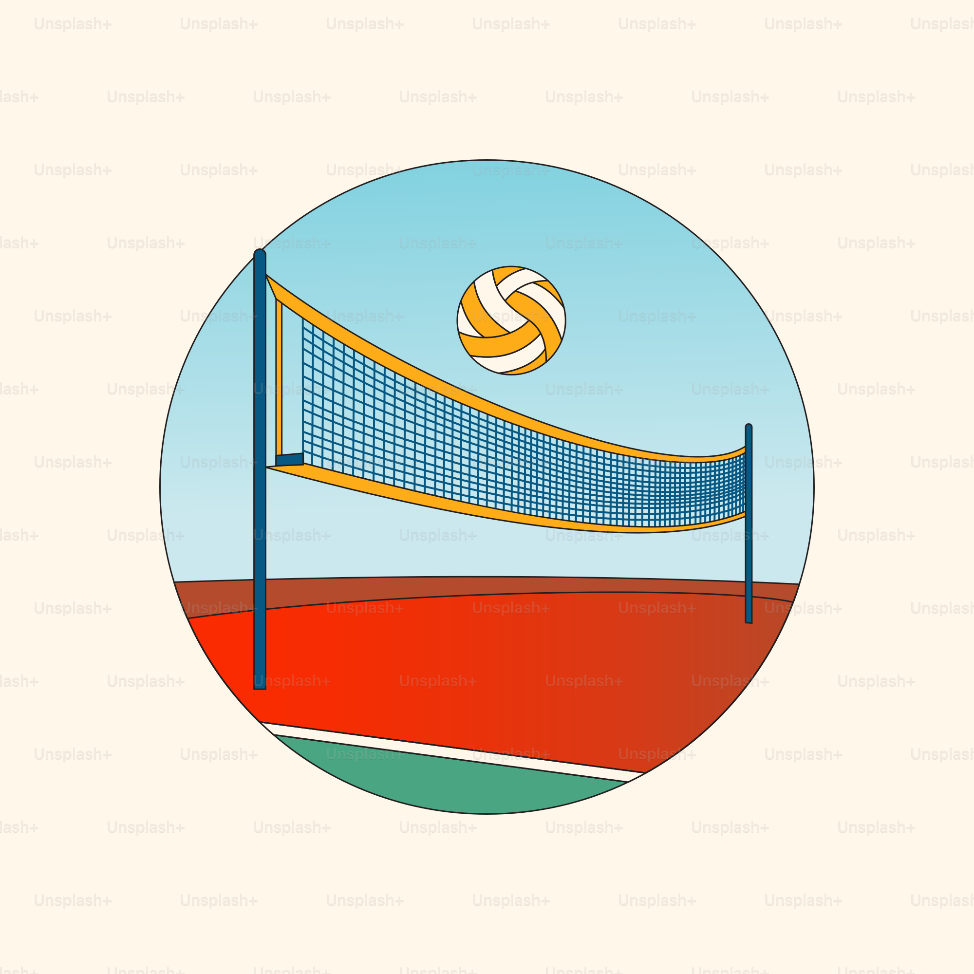 A volleyball ball is hitting the net