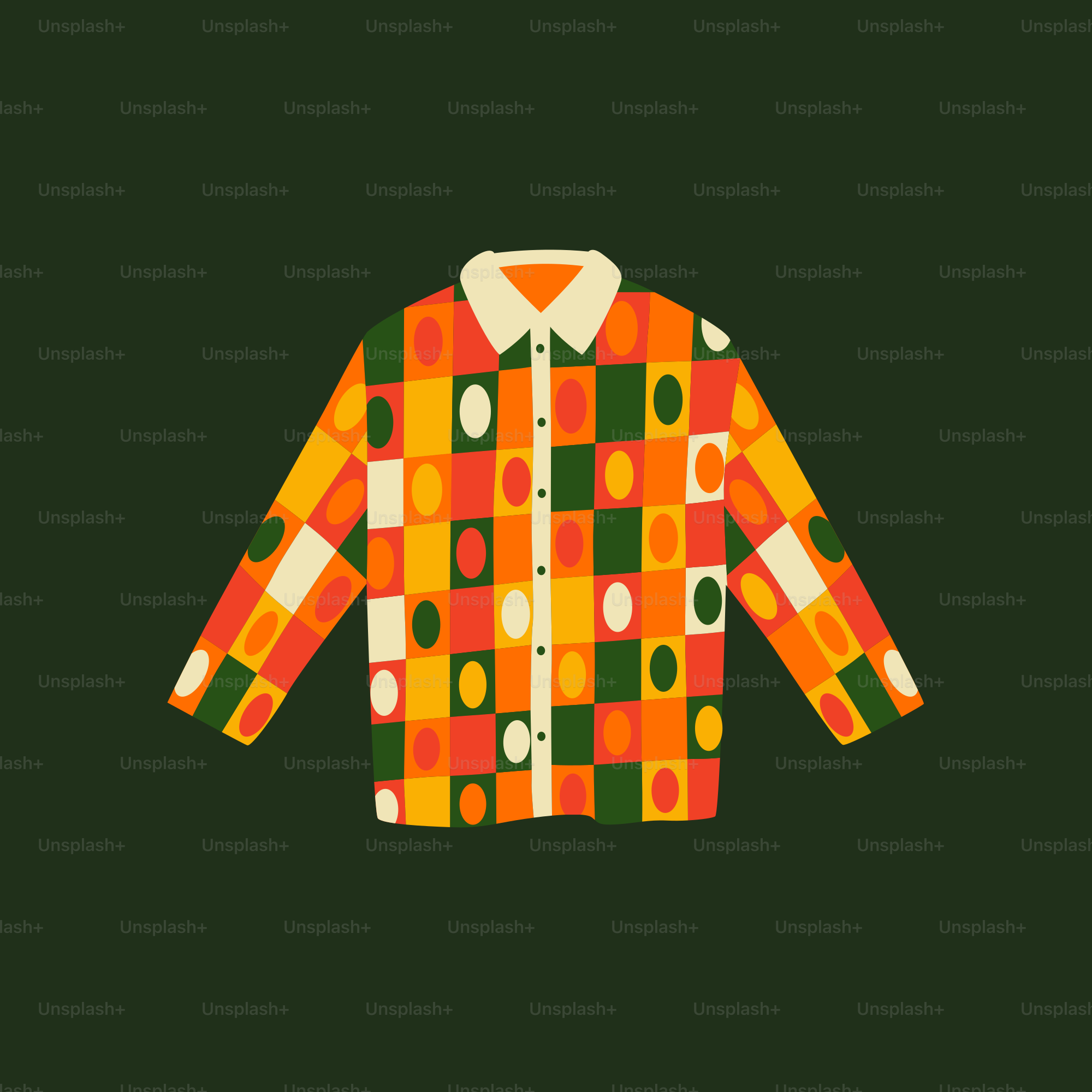 An orange and green shirt on a black background