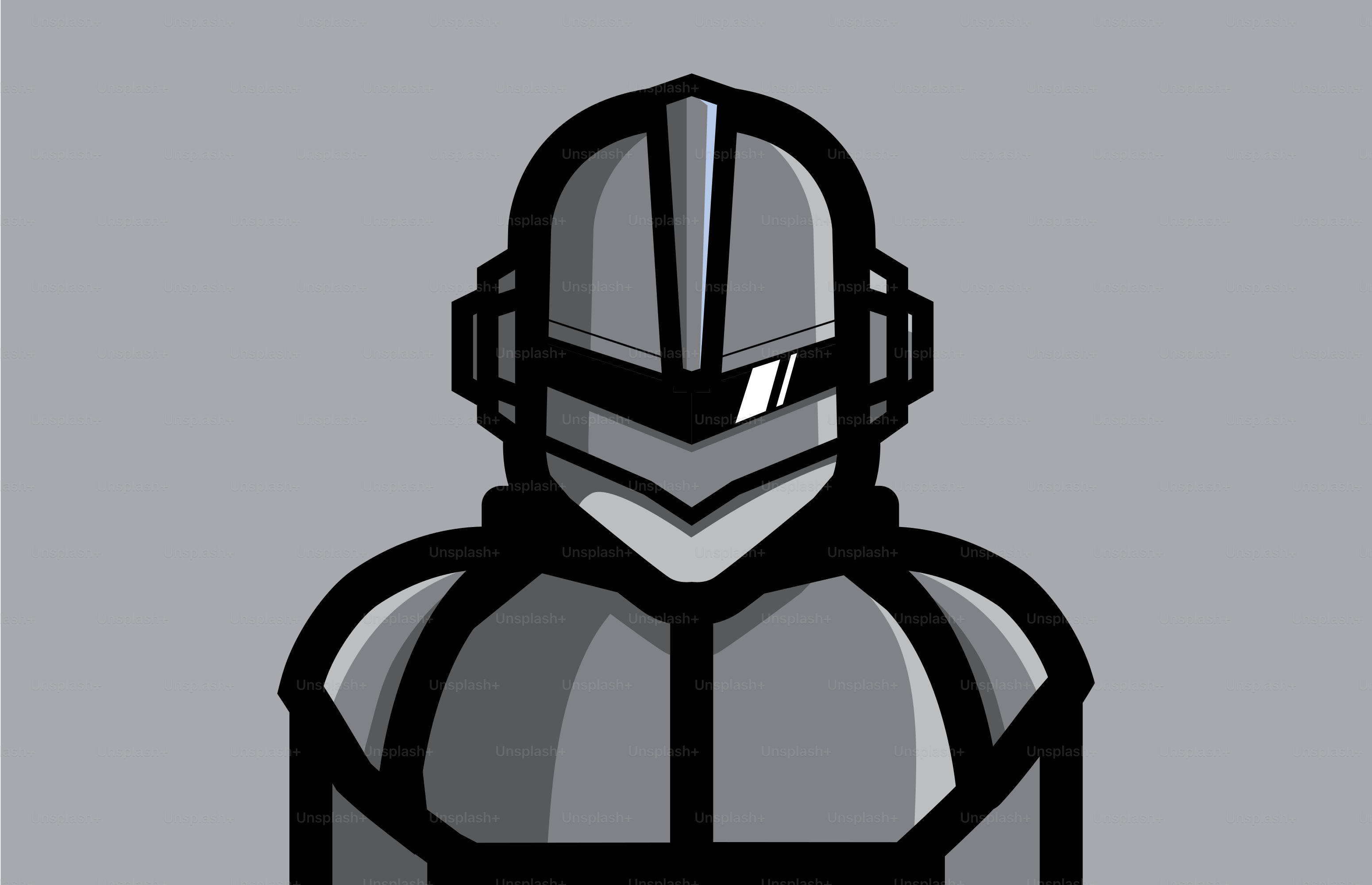 A stylized image of a man in a helmet