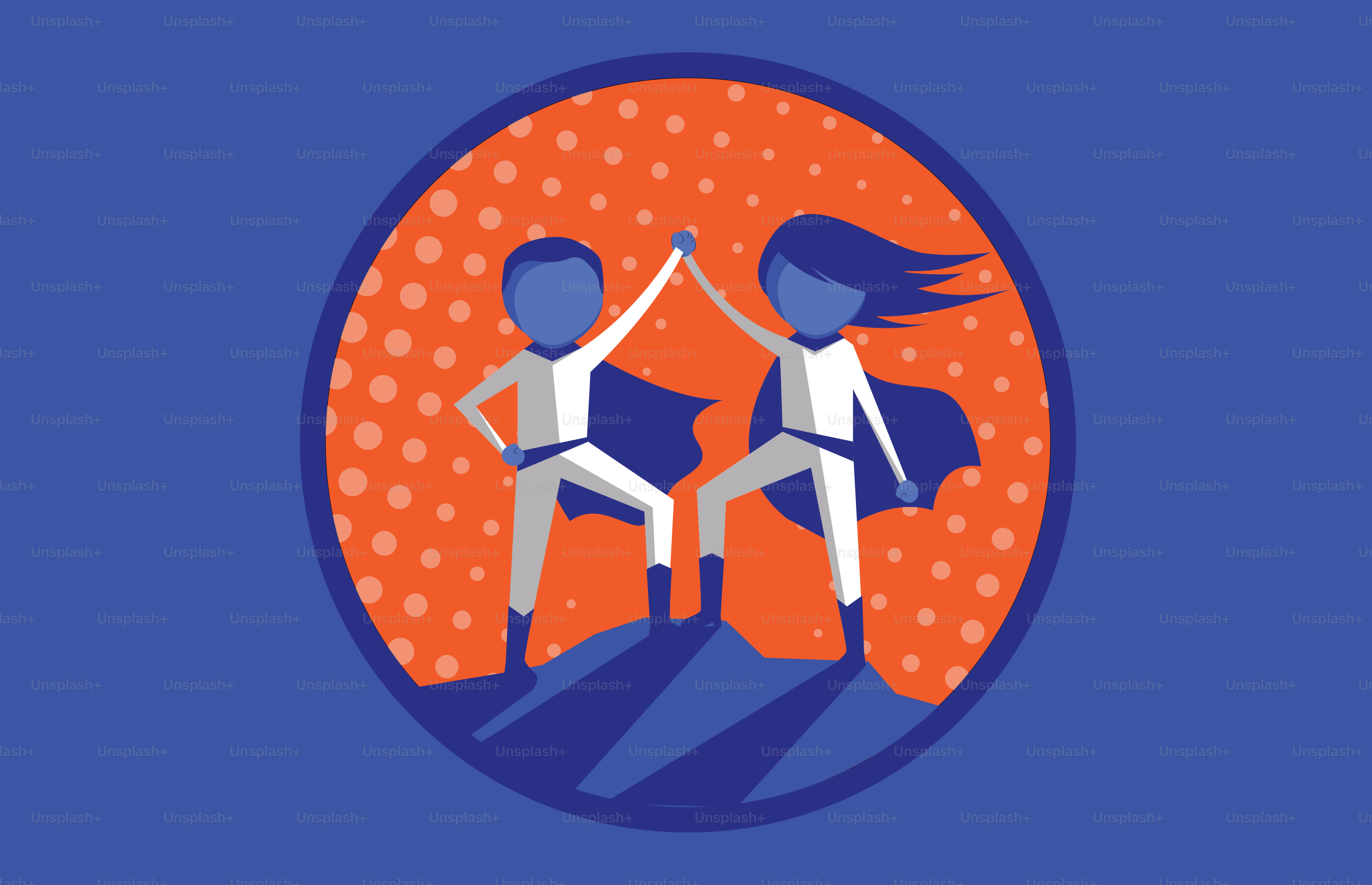 A couple of people standing on top of a hill