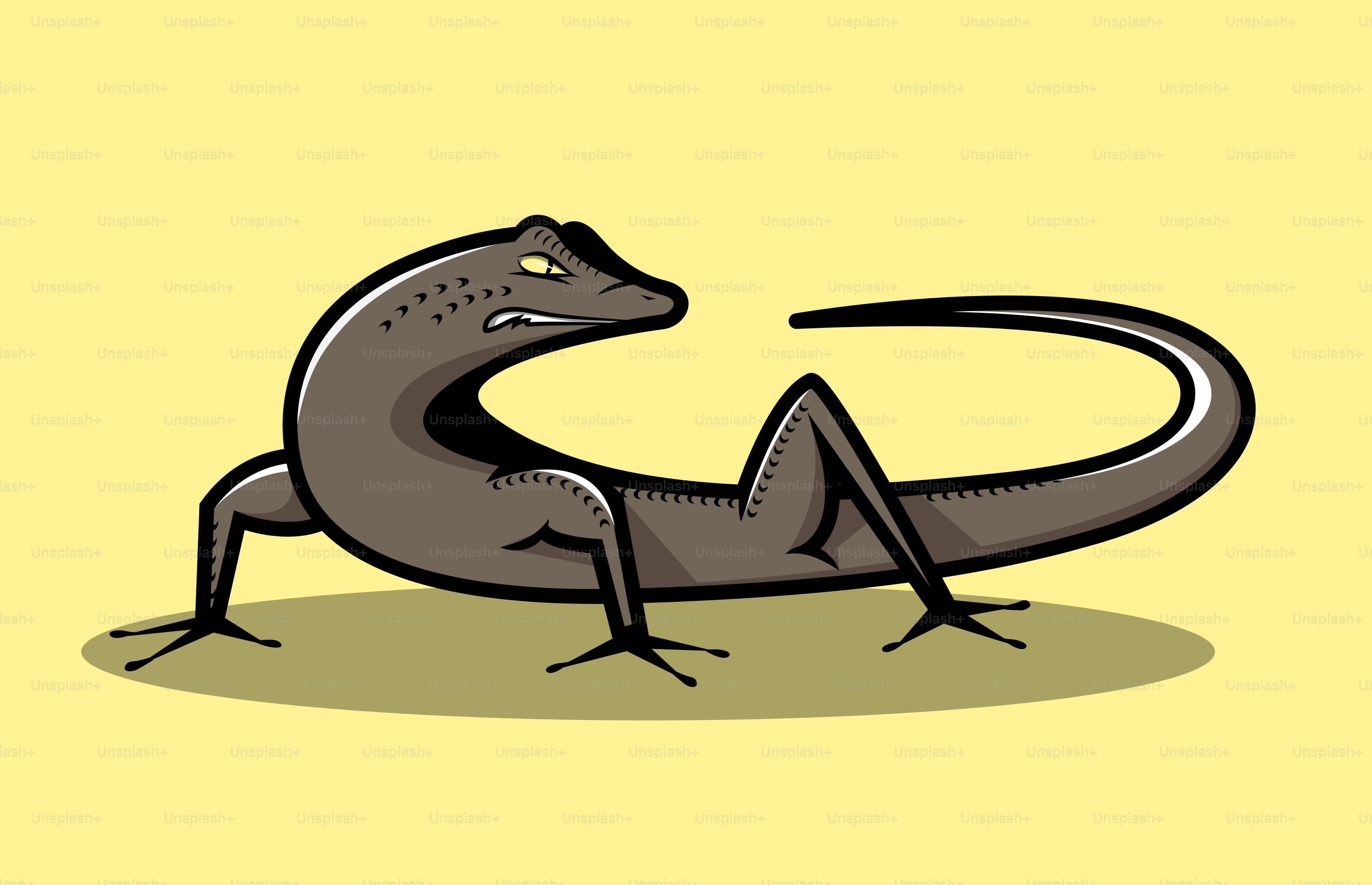 An image of a lizard on a yellow background