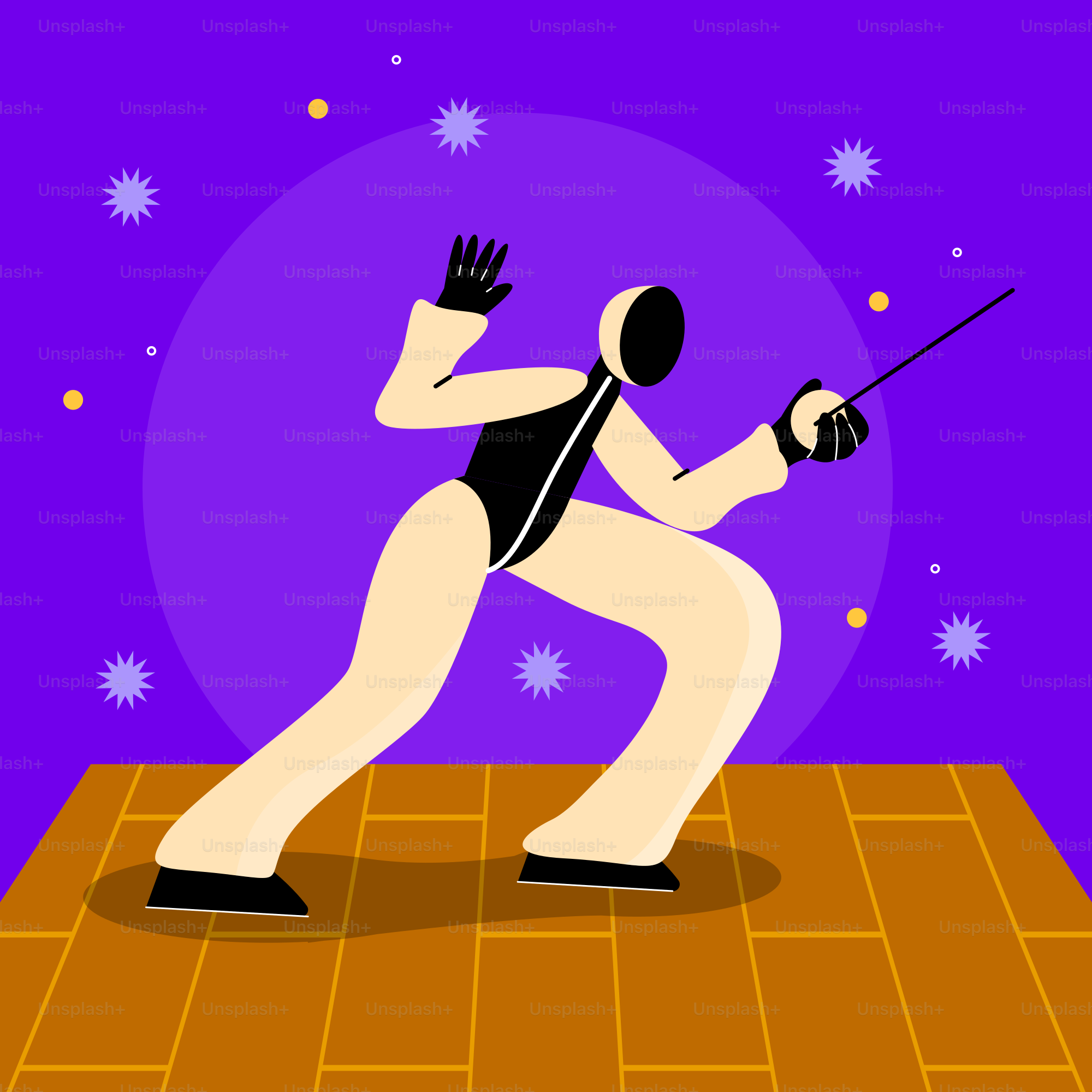 A man in a bathing suit on a dance floor
