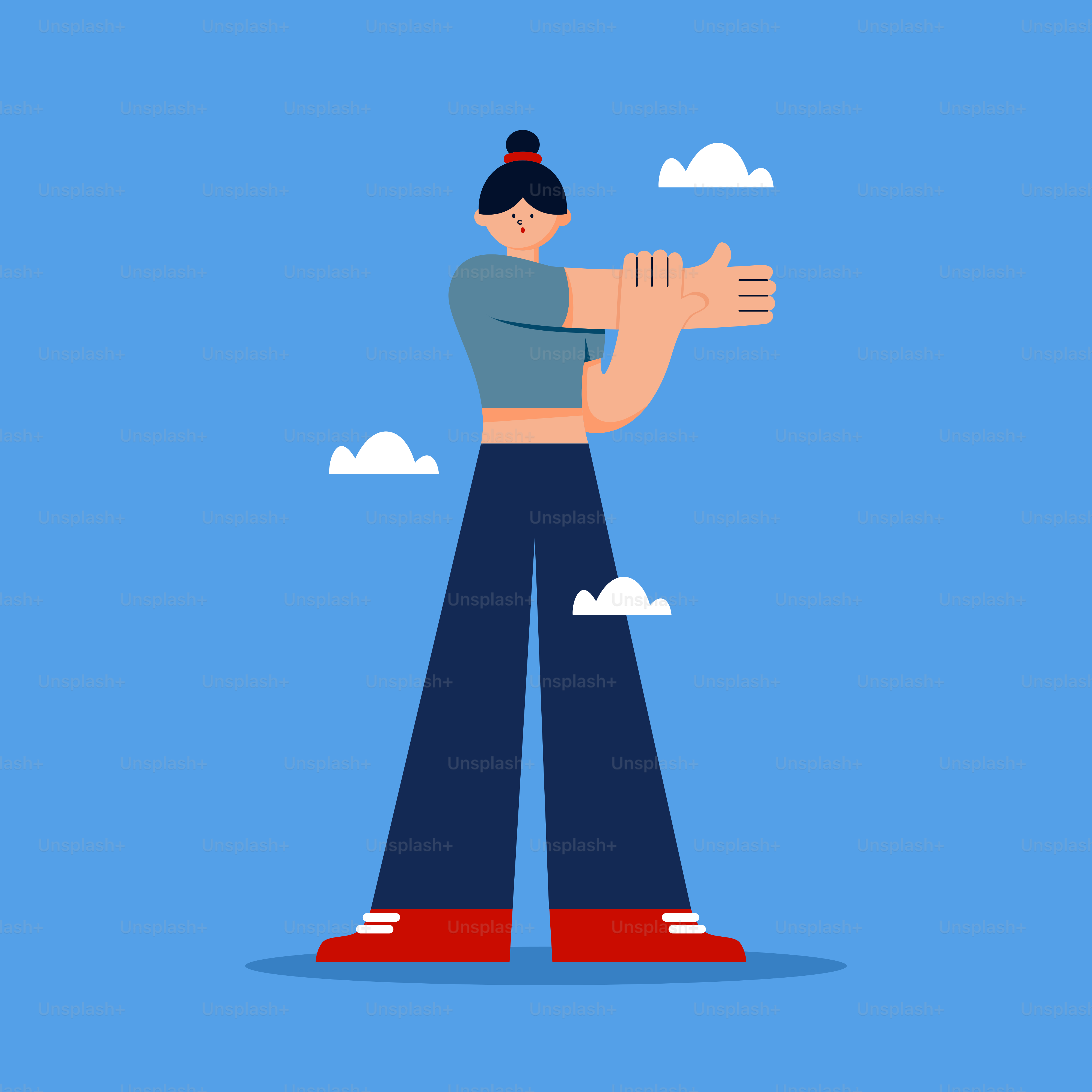 A person holding a large hand up to the sky