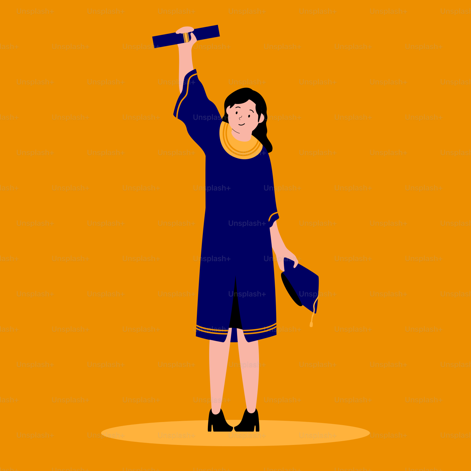 A woman in a blue dress holding a pair of scissors