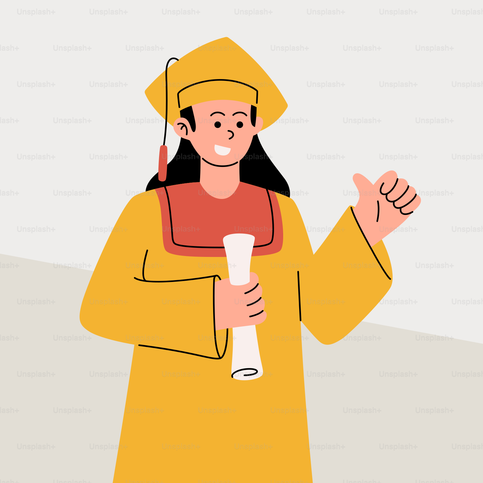 A woman in a graduation gown holding a diploma