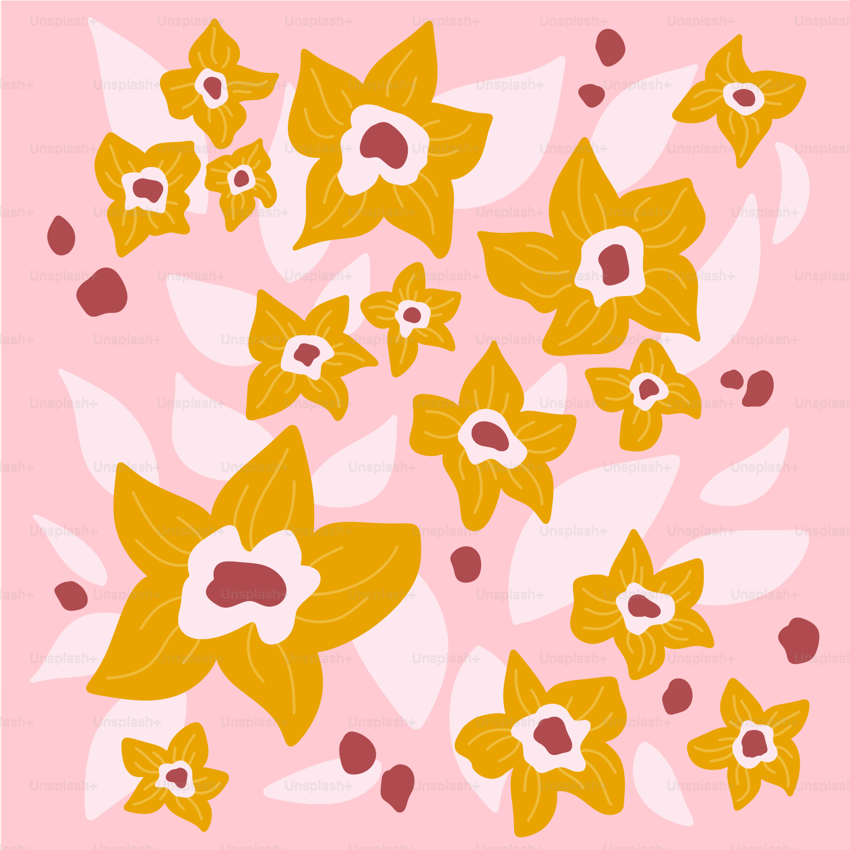 A picture of a bunch of flowers on a pink background