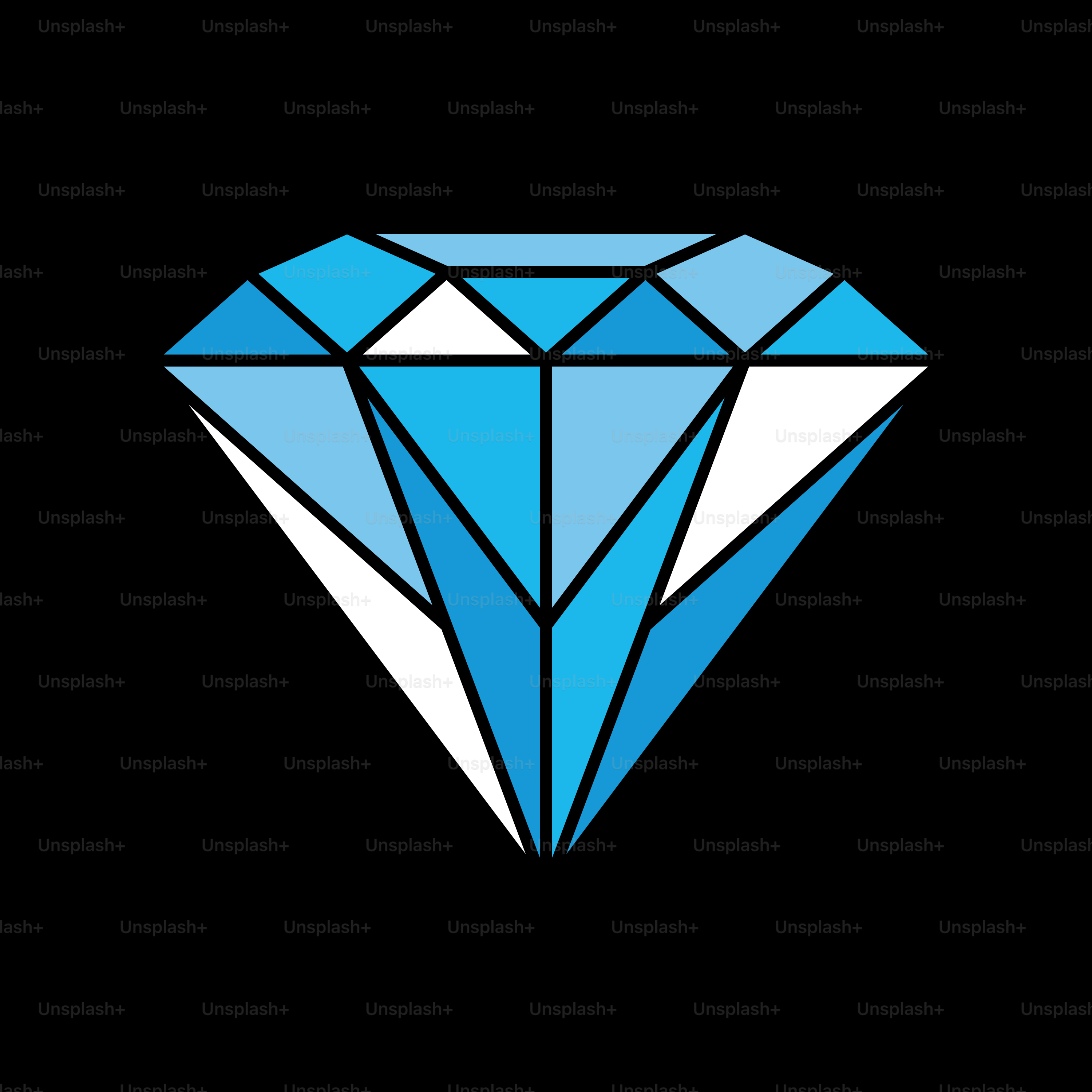 A blue diamond on a black background