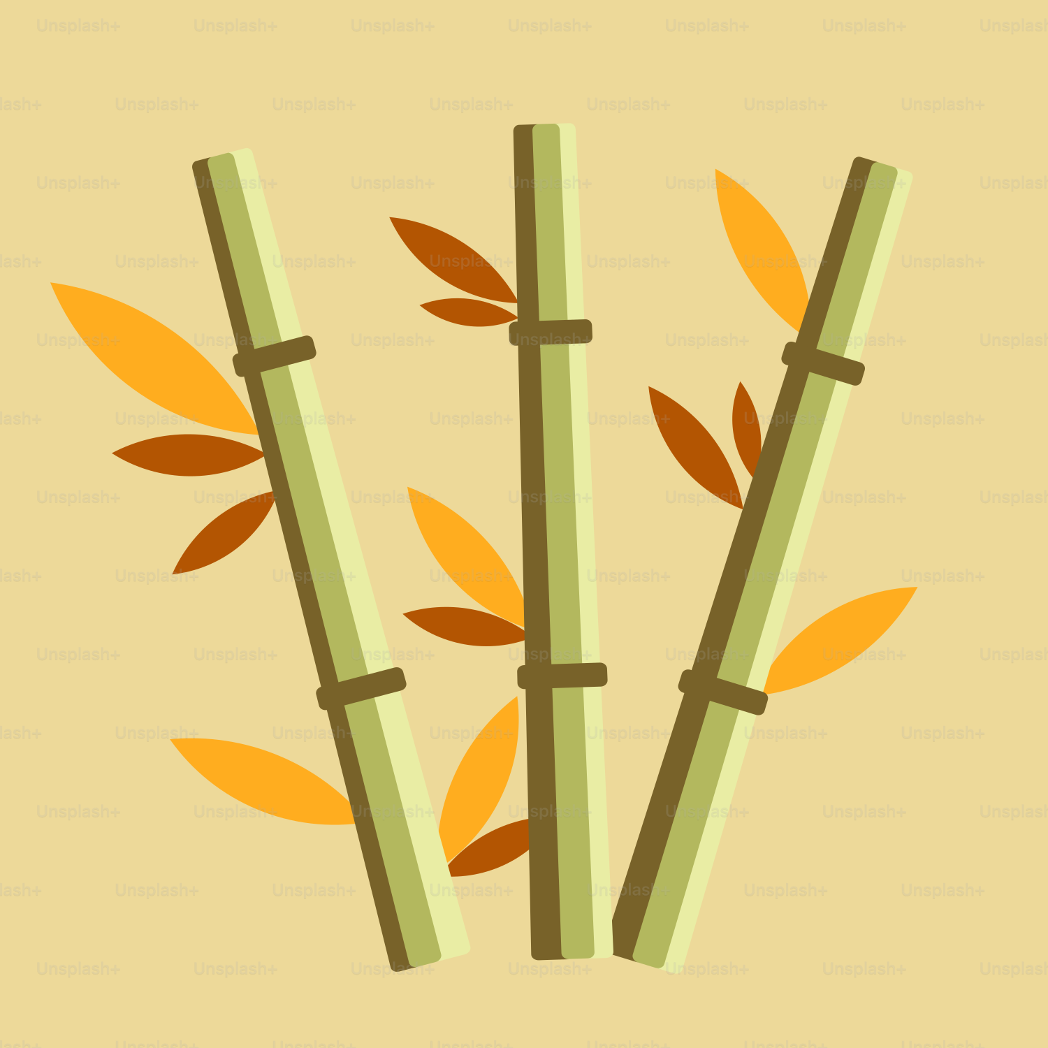 A couple of bamboo sticks sitting next to each other