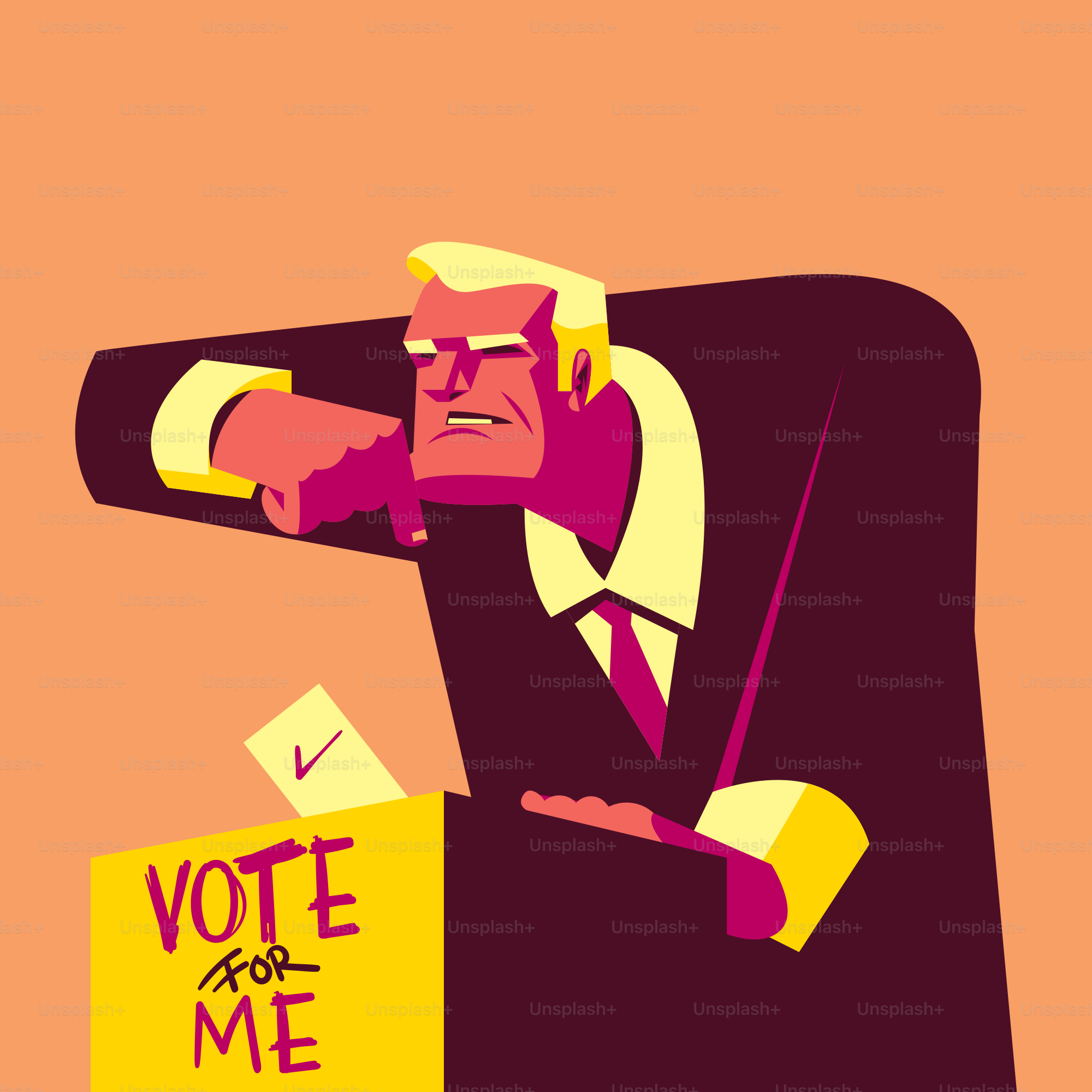 A man in a suit holding a vote sign