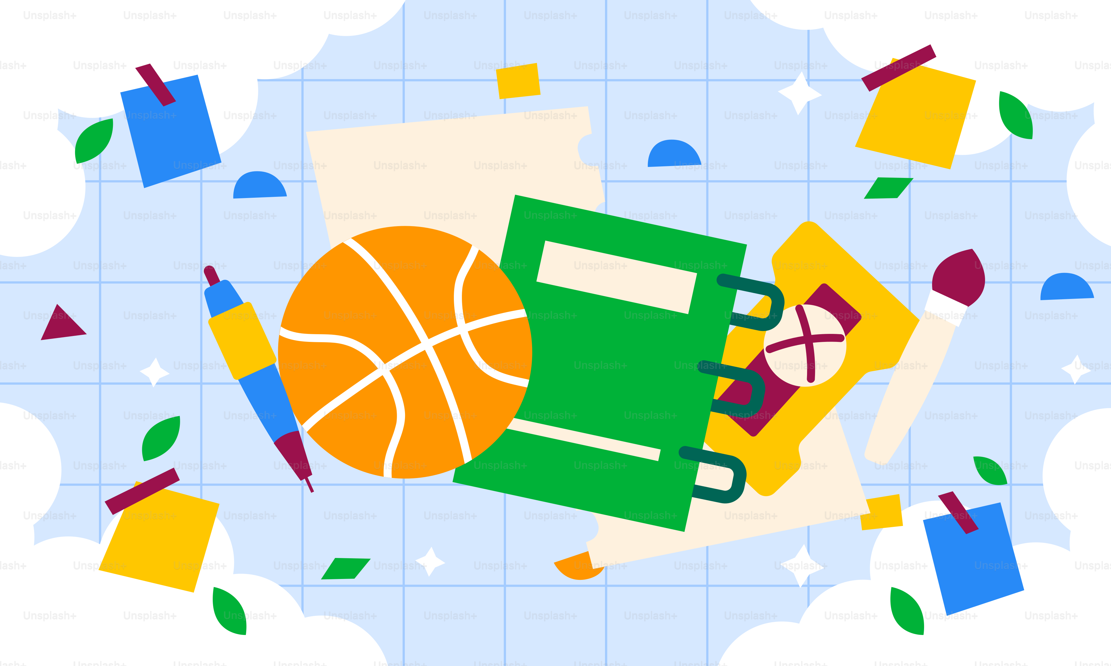 Ein Bild eines Basketballs und eines Buches