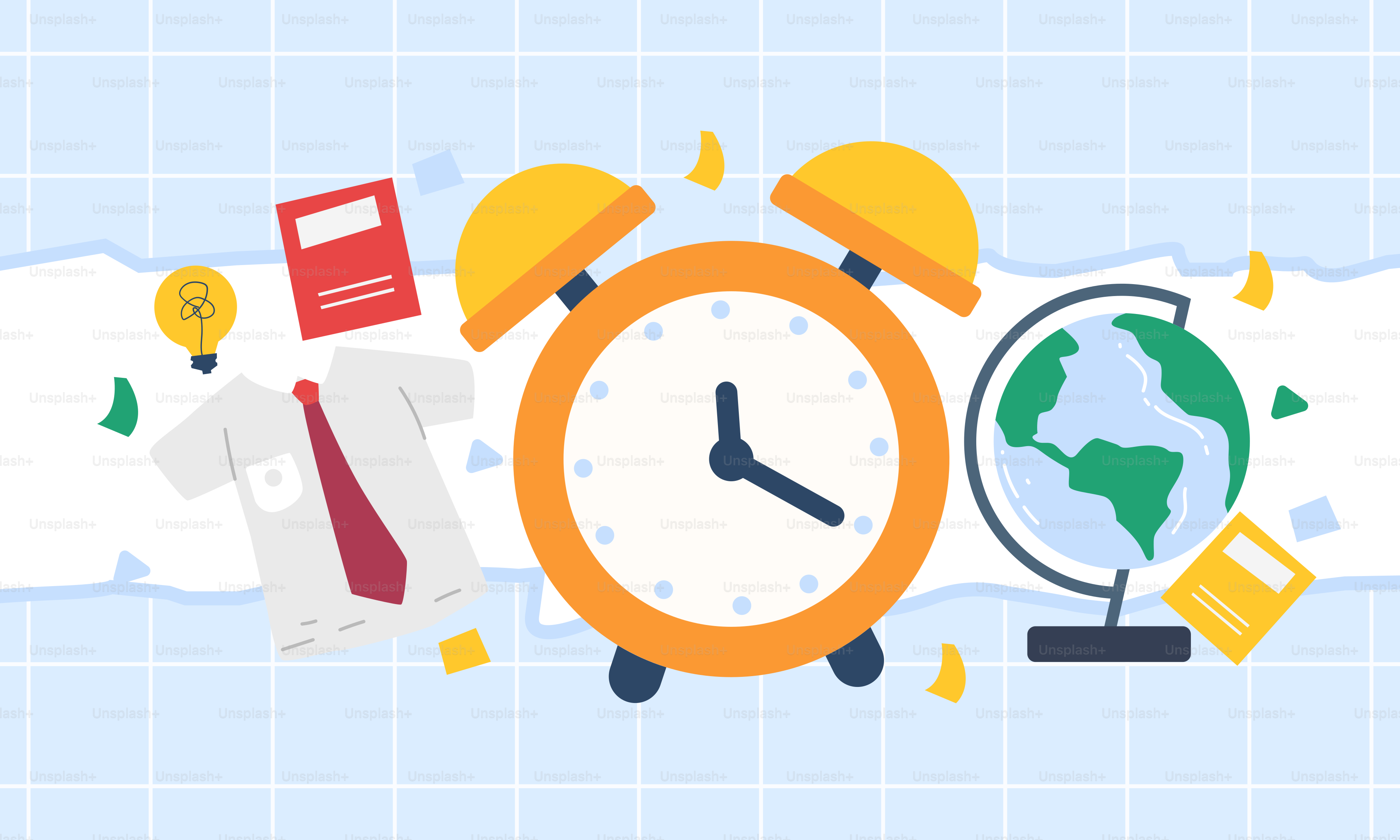 Eine Illustration einer Uhr und einer Kugel