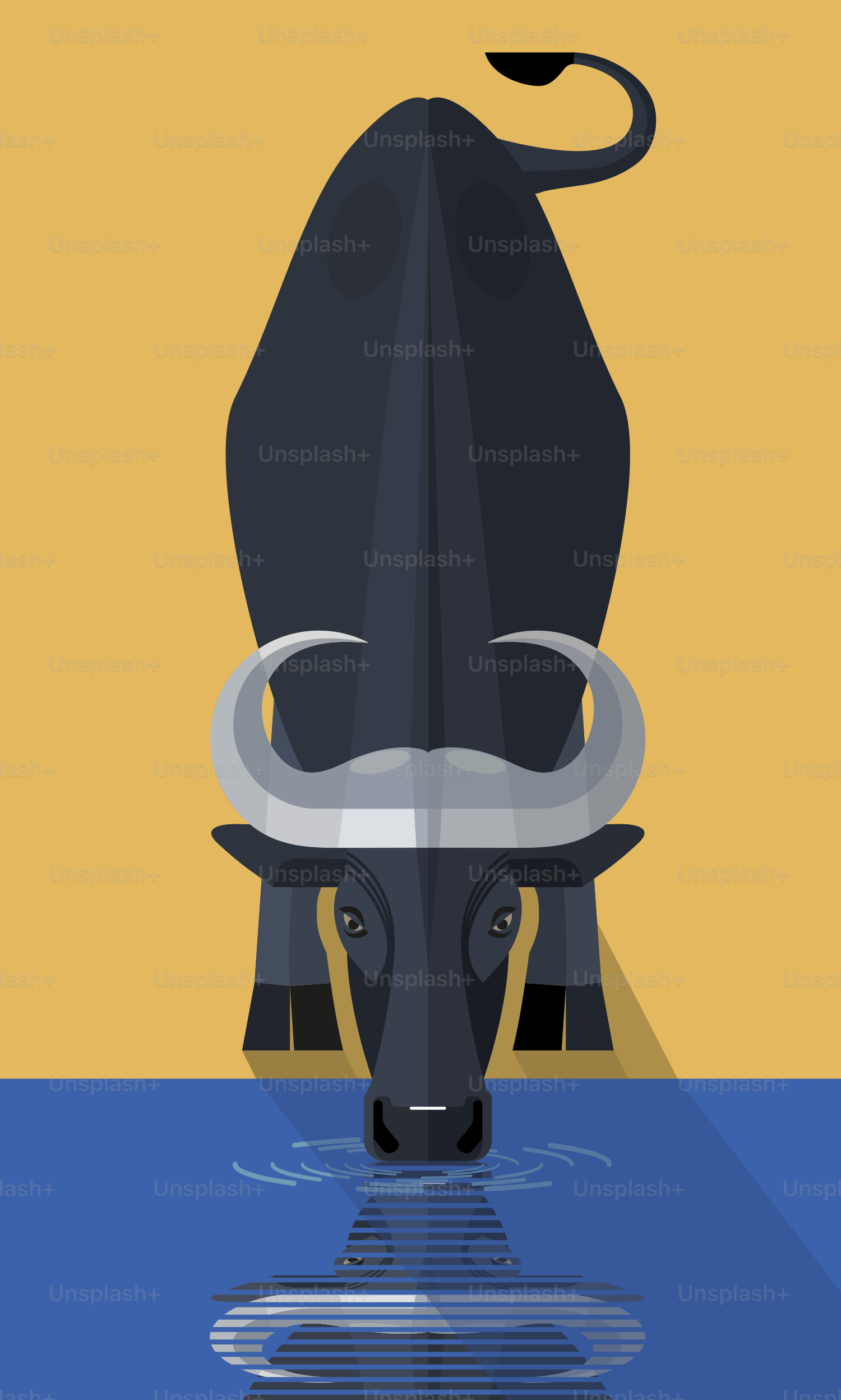 A bull is standing in a body of water