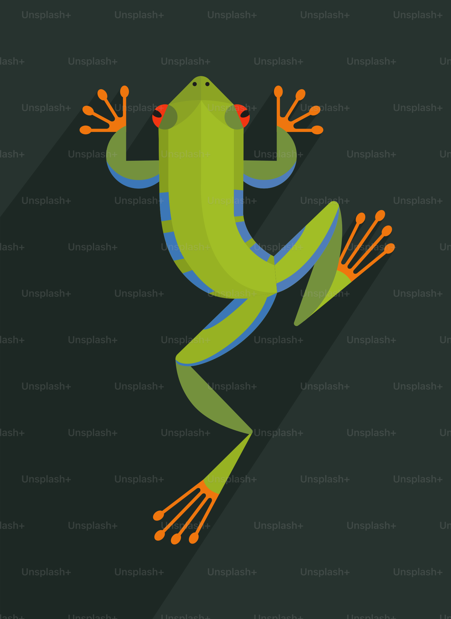 검은 배경 위에 앉아 있는 초록색 개구리